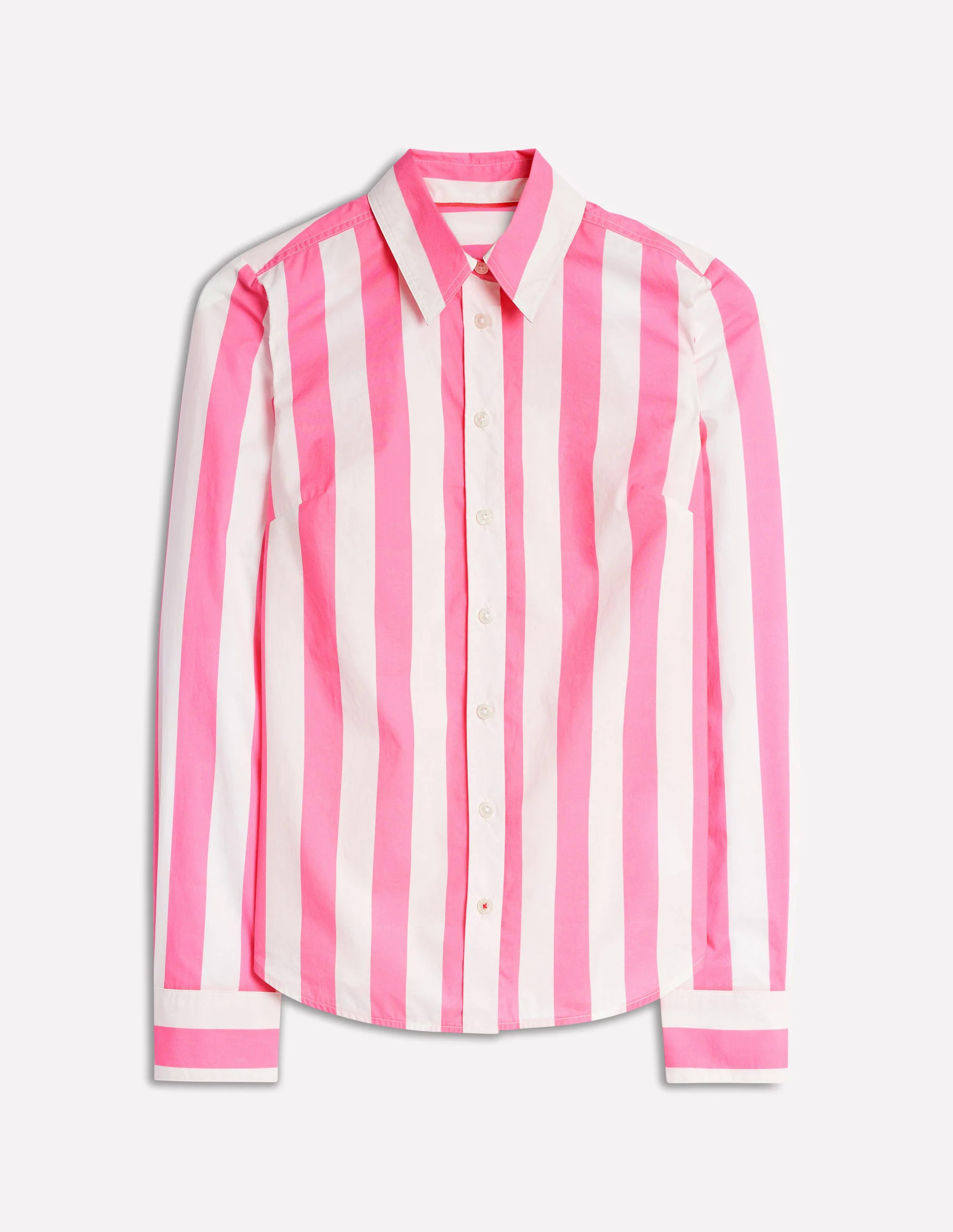  Cotton Shirt-Pink Rose Wide Stripe