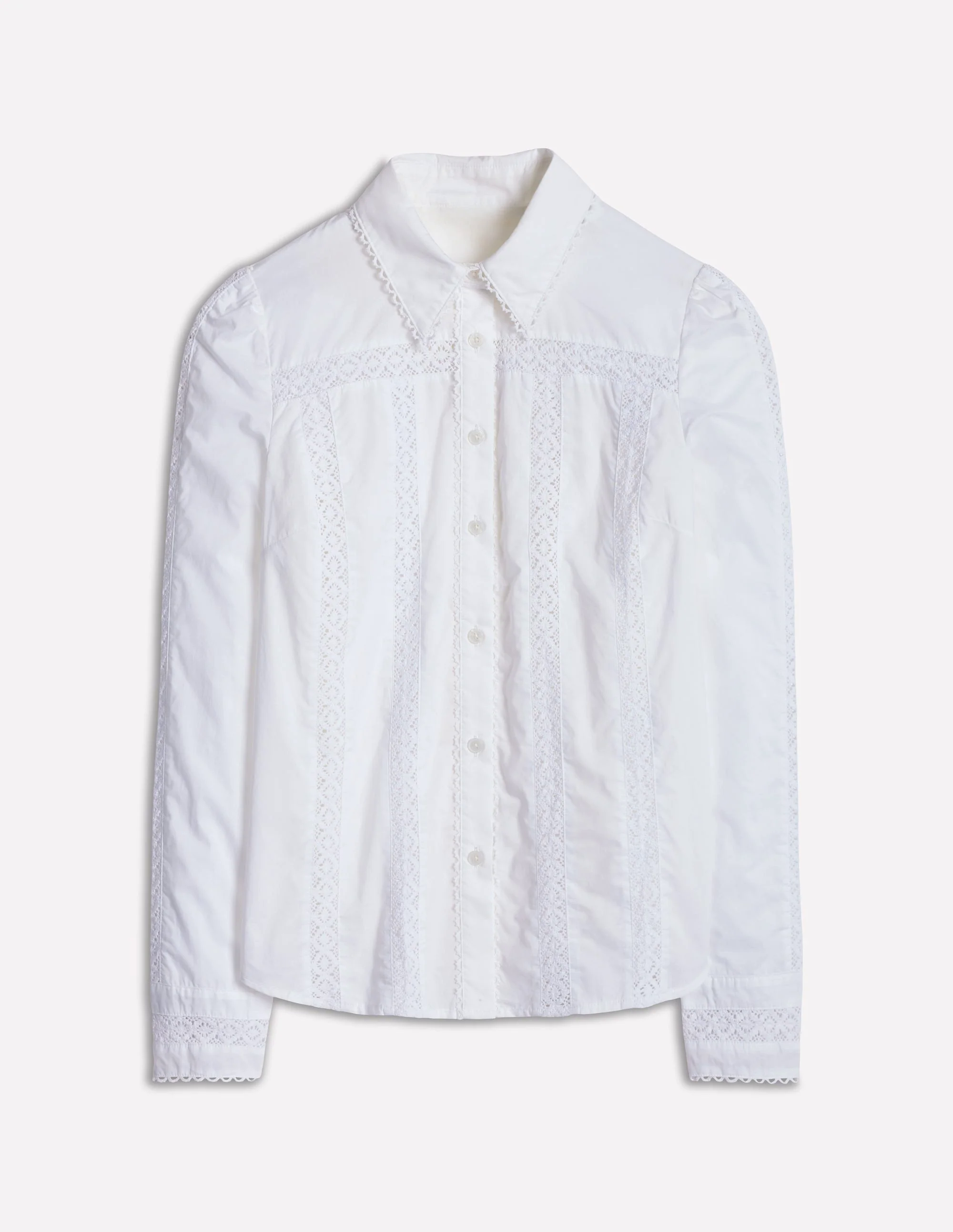 Lace Insert Shirt-White Lace Insert Shirt-White