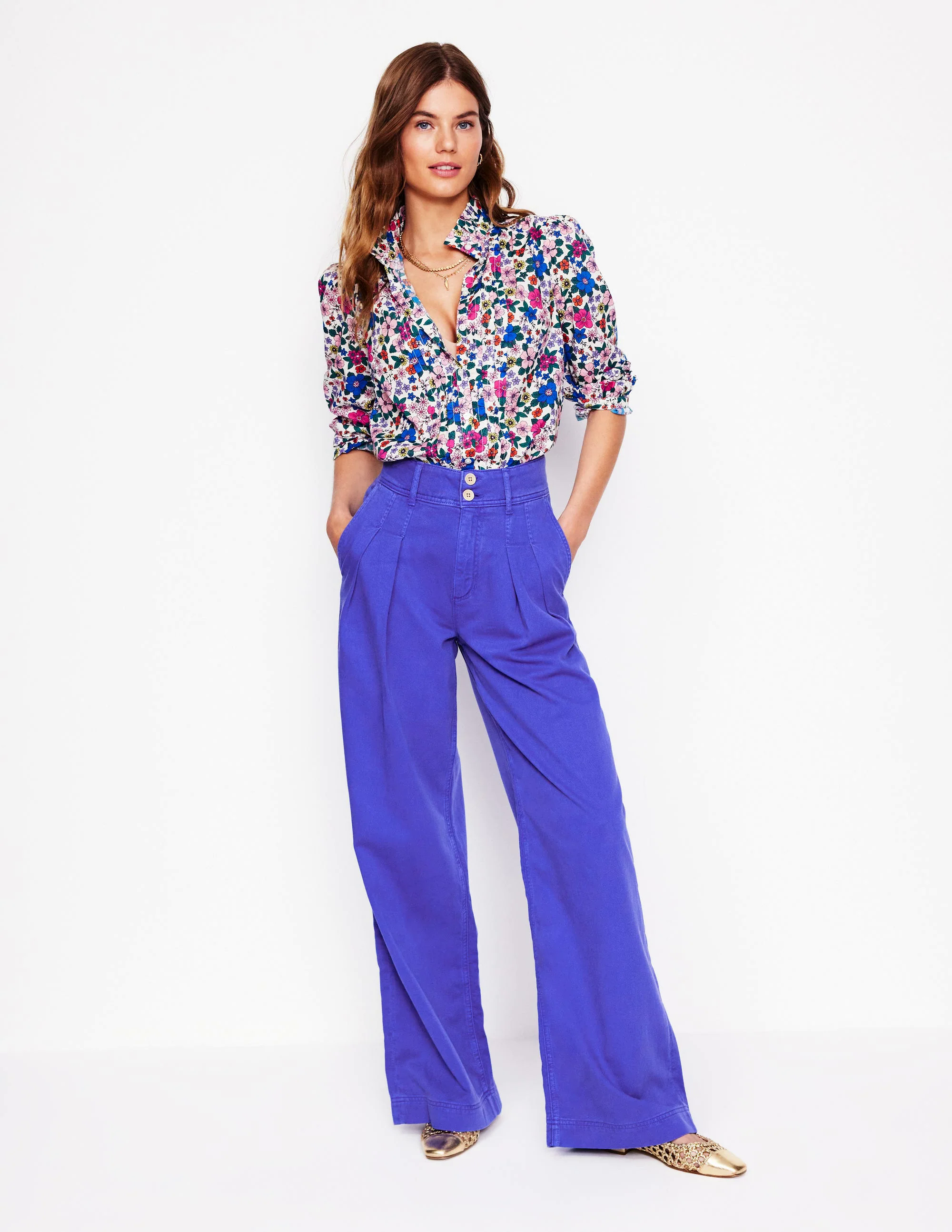  Wide Leg Trousers-Bright Blue
