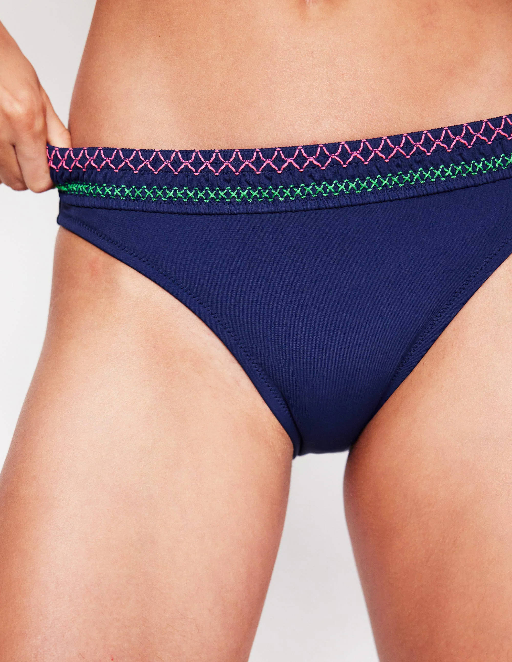 Milos Smocked Bikini Bottoms-Navy Milos Smocked Bikini Bottoms-Navy