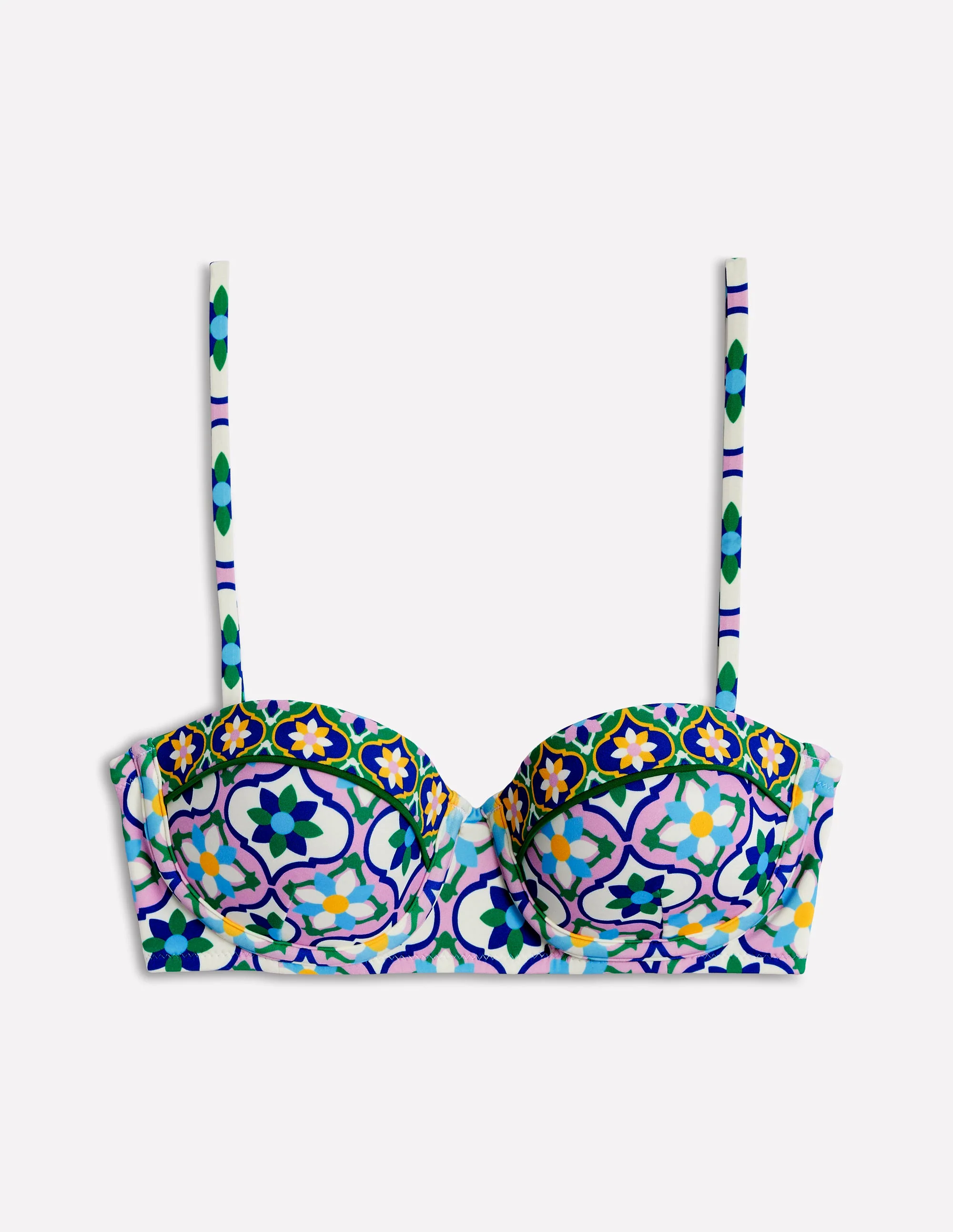  Cup-Size Bikini Top-Multi, Floweret Tile