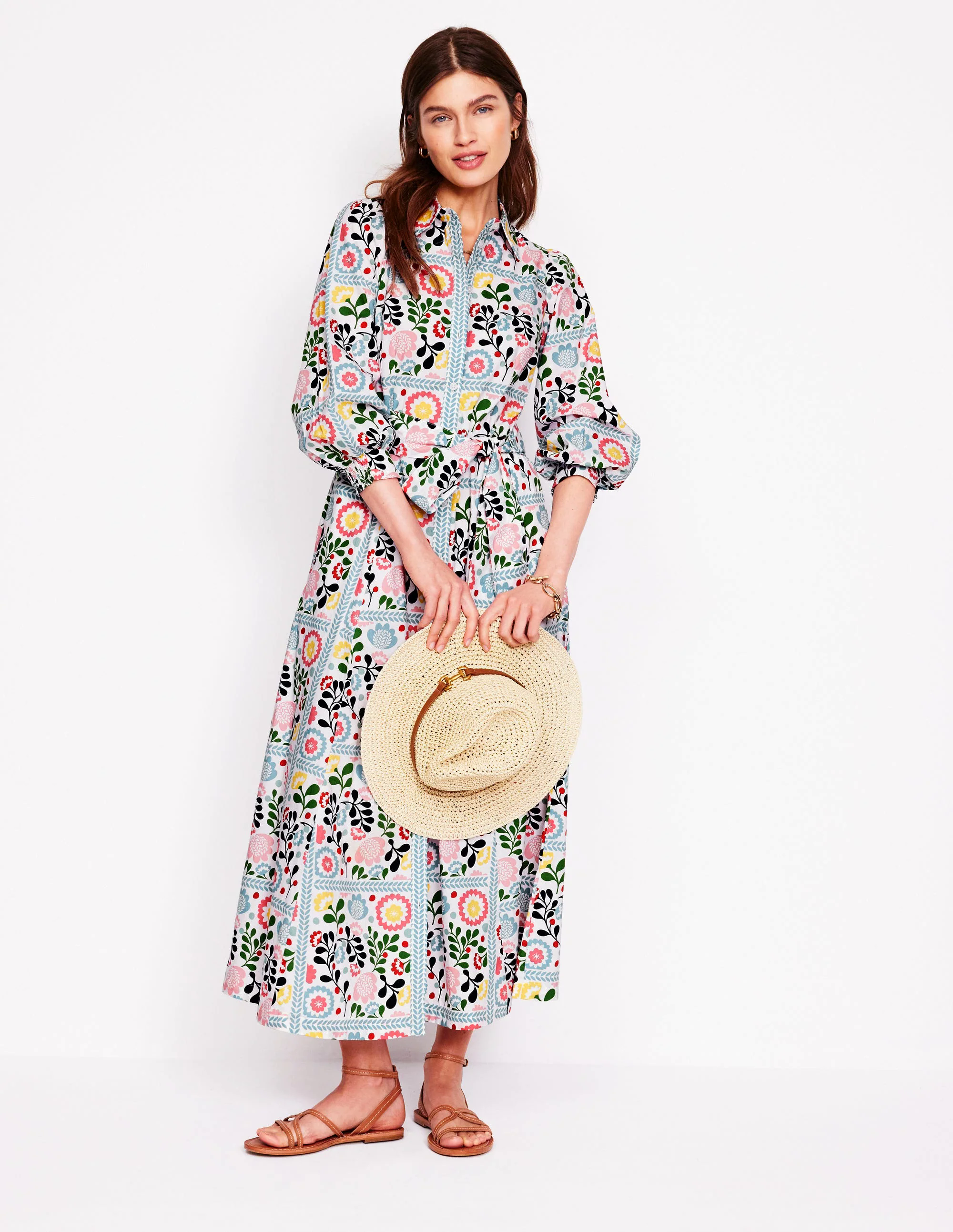  Cotton Shirt Dress-Multi, Walled Garden