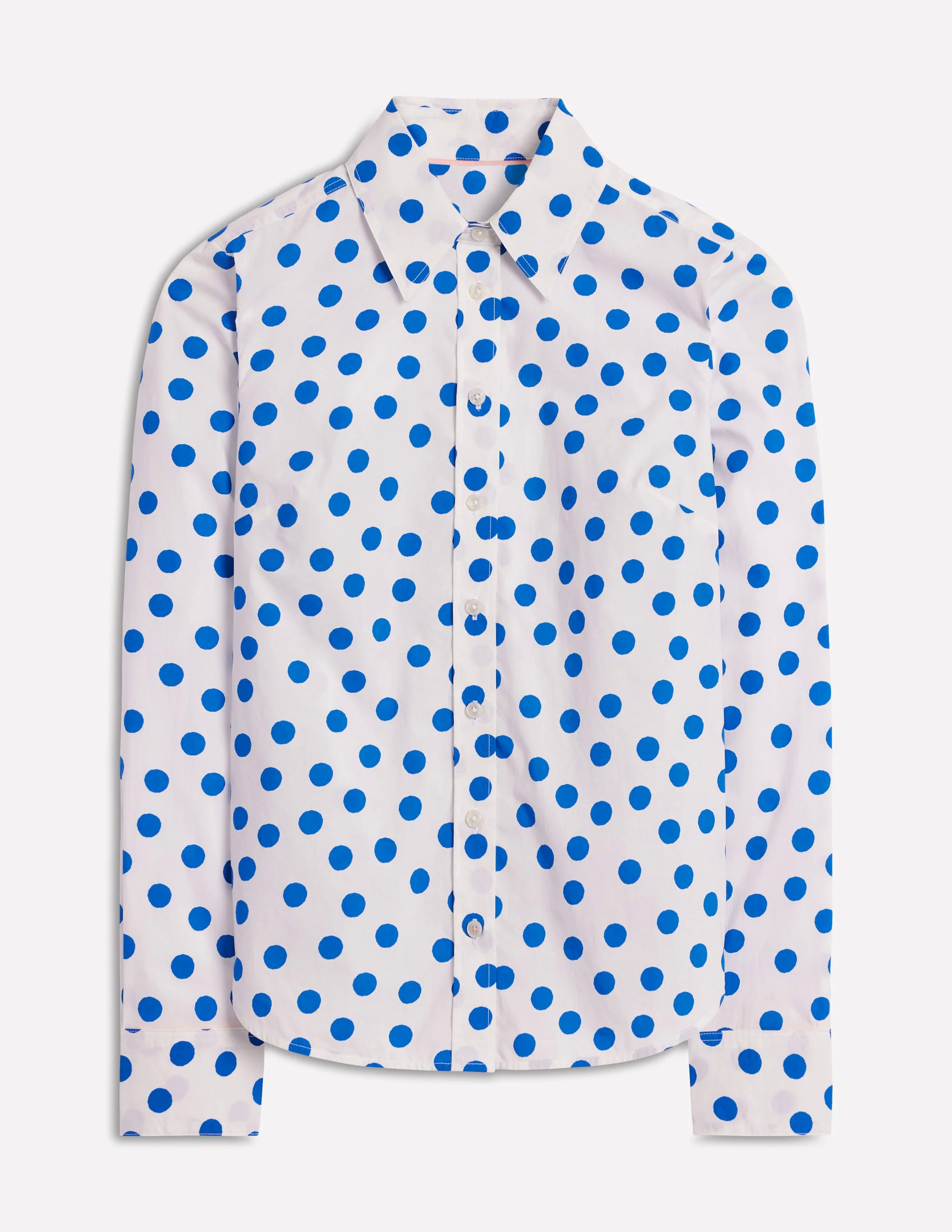  Cotton Shirt-Ivory, Blue Abstract Dot