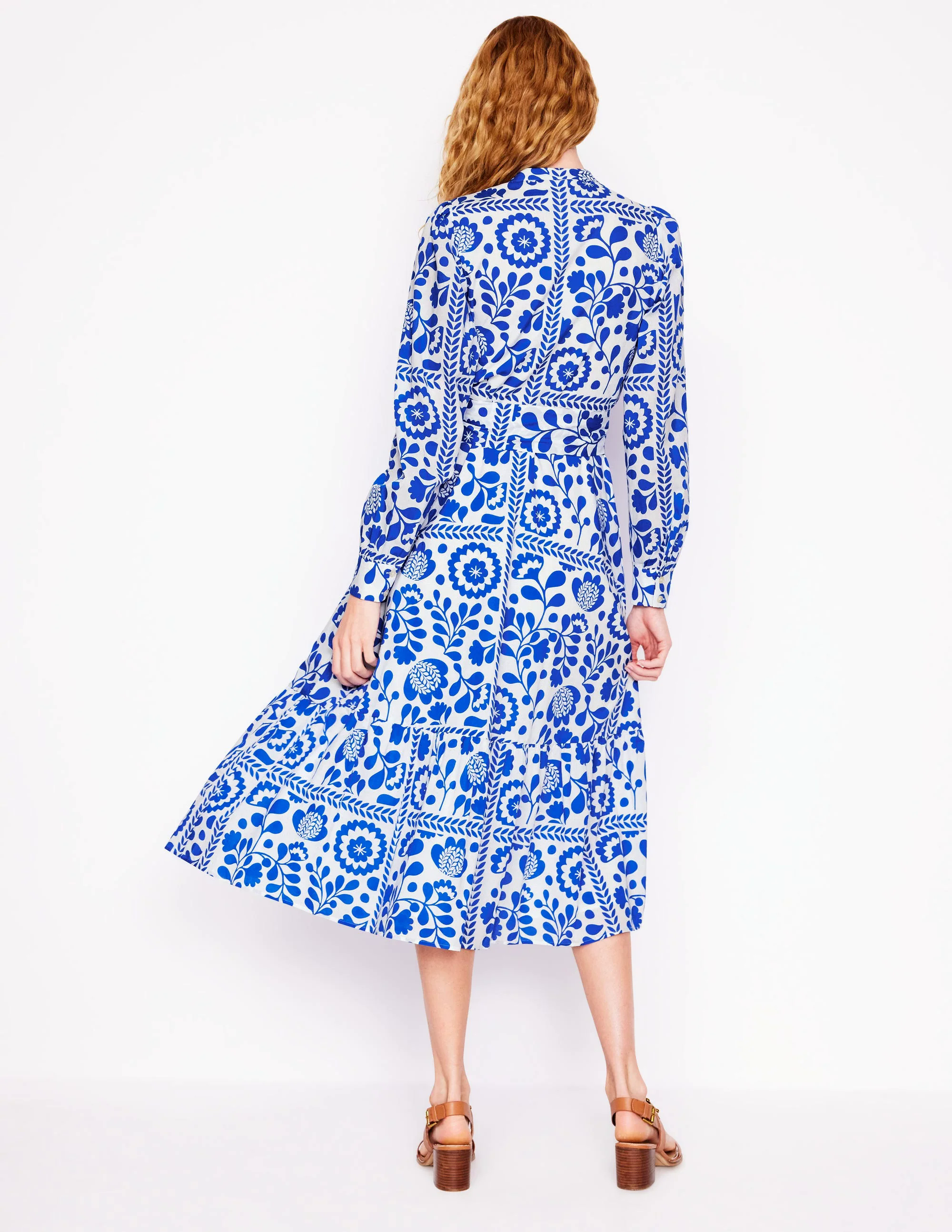Mia Tiered Shirt Dress-Gallery Blue, Vine Tile Mia Tiered Shirt Dress-Gallery Blue, Vine Tile