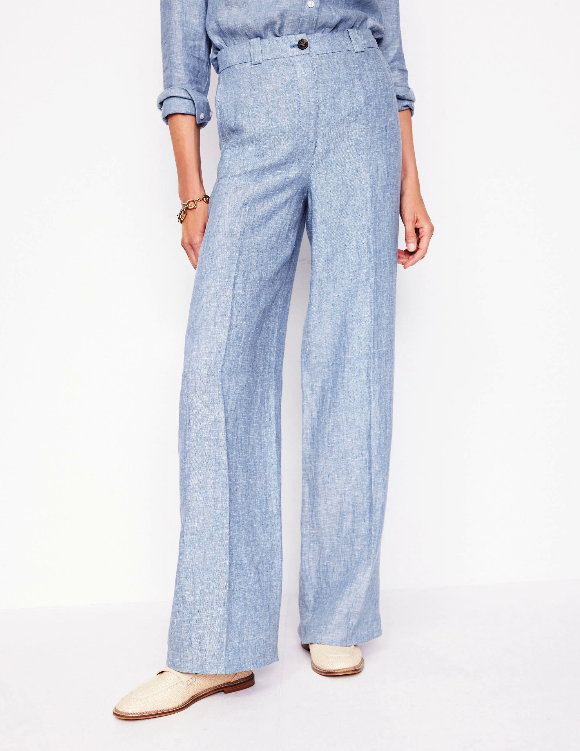 Westbourne Linen Pants-Grey Blue Chambray Westbourne Linen Pants-Grey Blue Chambray