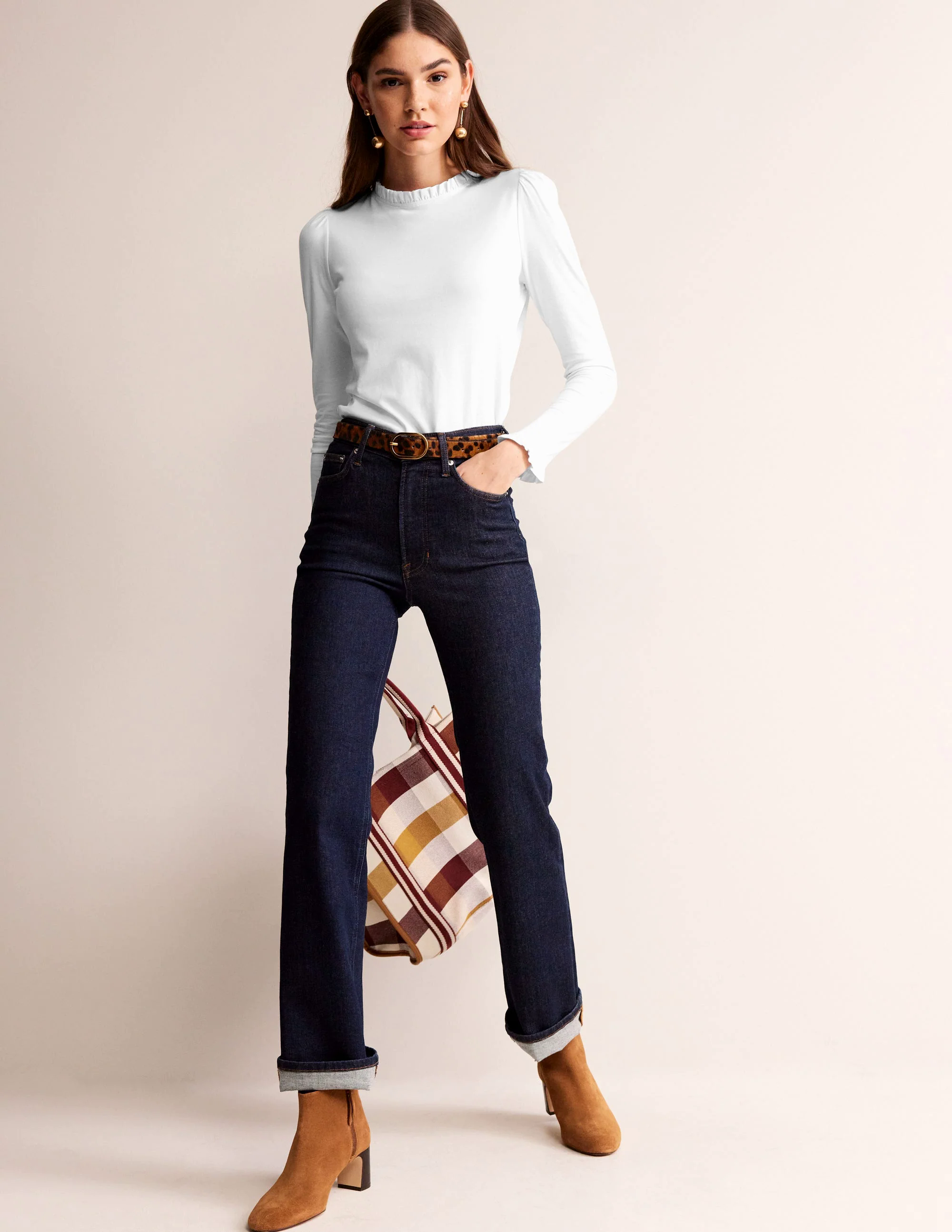 Supersoft Frill Detail Top-White Supersoft Frill Detail Top-White