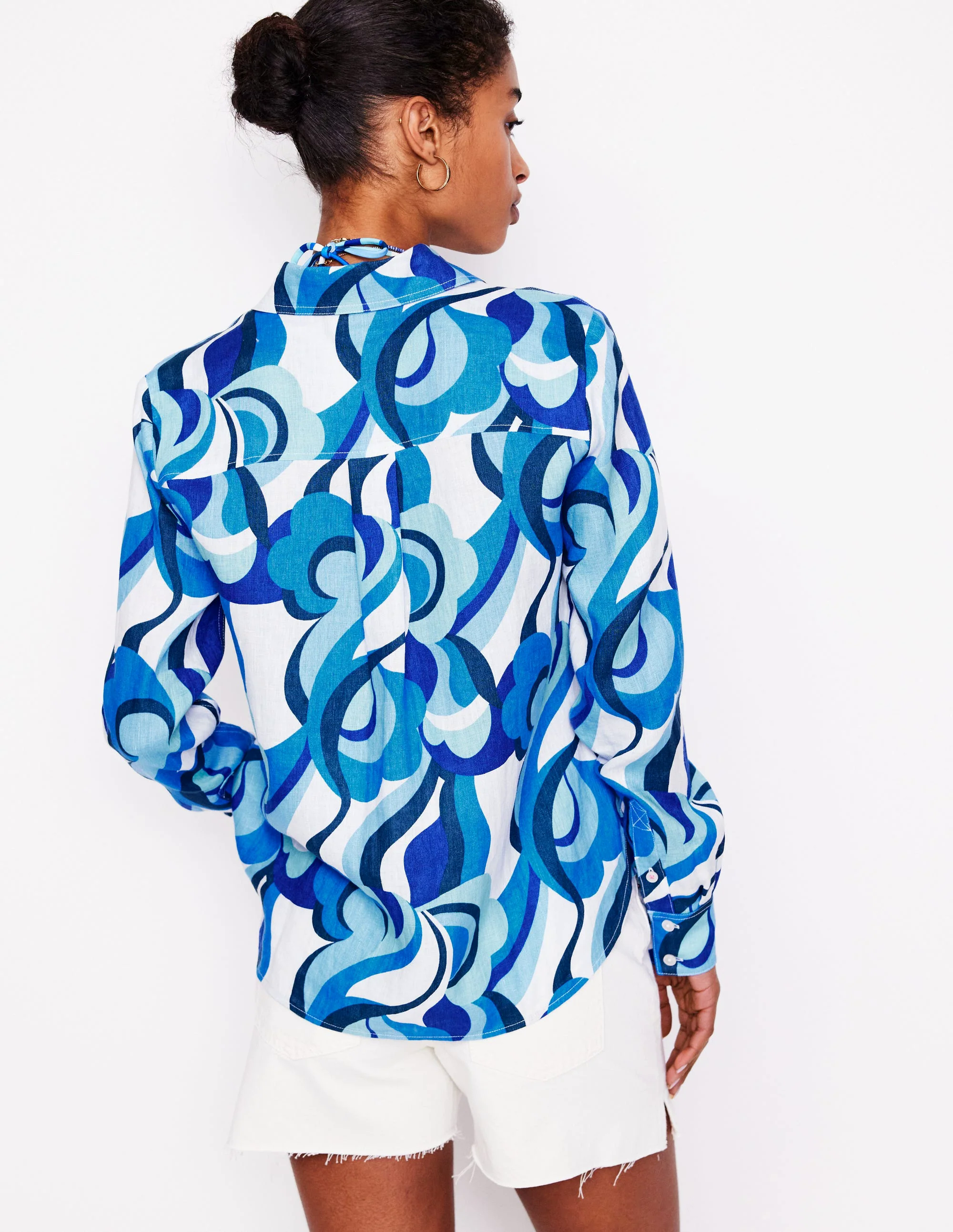Linen Shirt-Multi Abstract Swirl