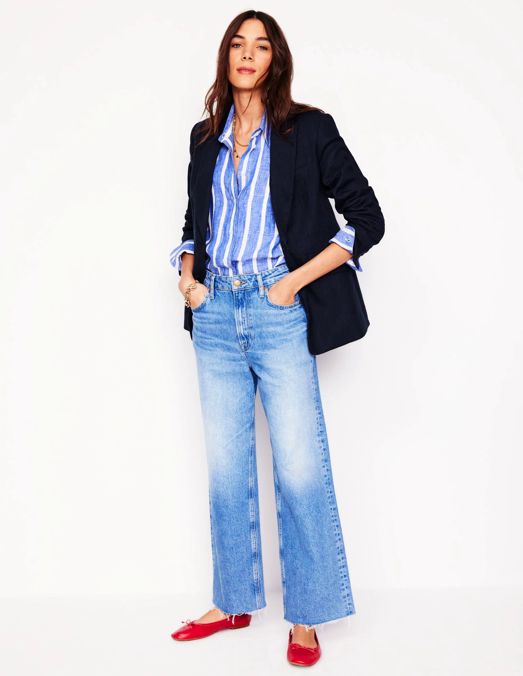  Linen Blazer-Navy