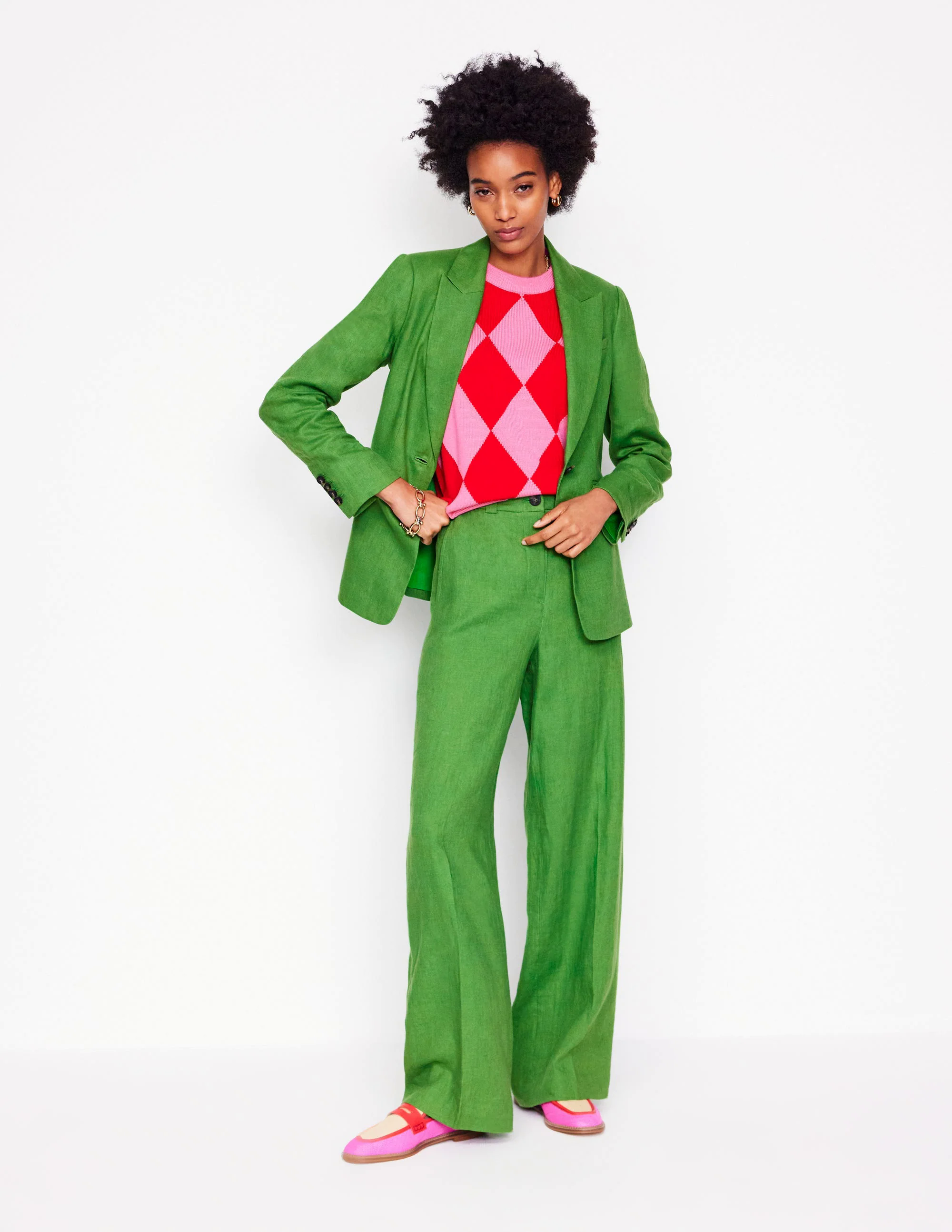  Linen Blazer-Iguana Green