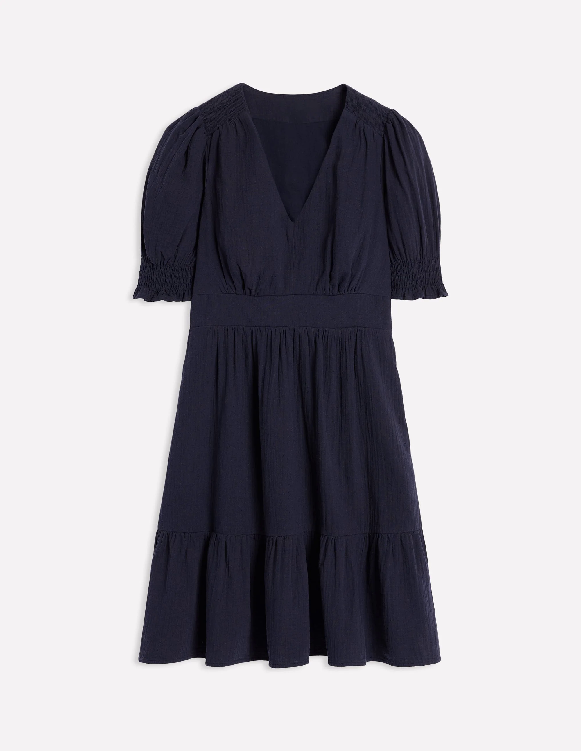  Double Cloth Short Dress-Navy