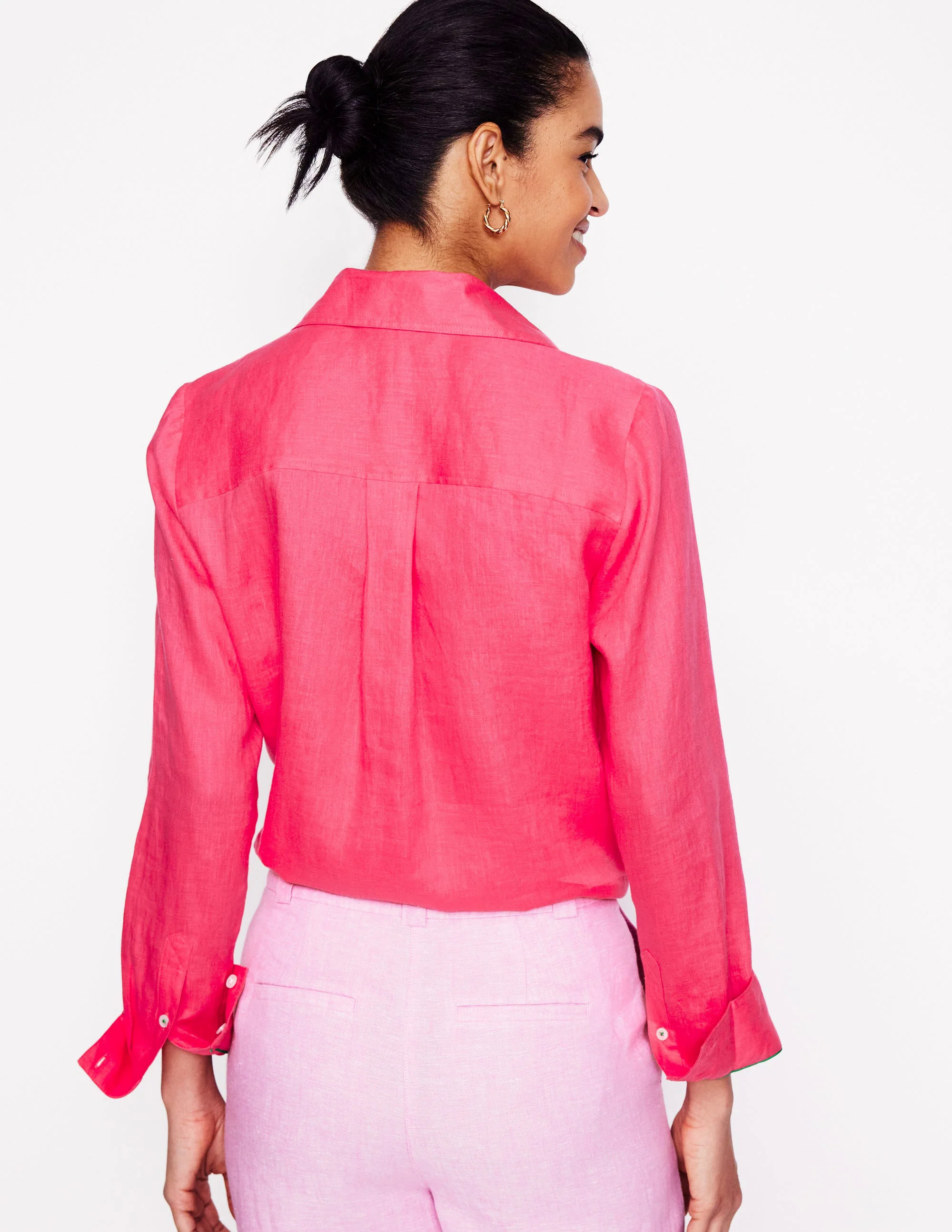 Linen Shirt-Camelia Pink
