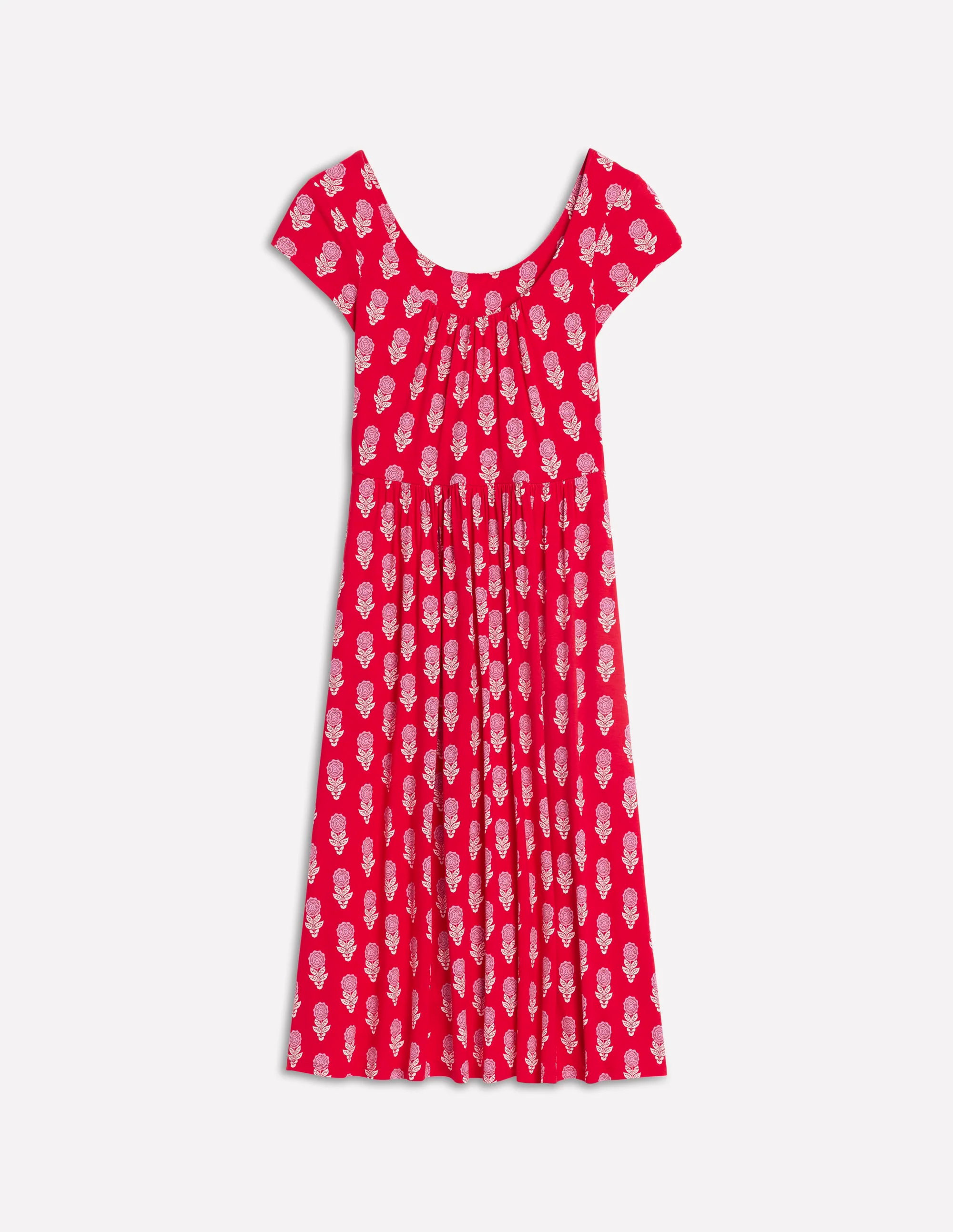  Jersey Dress-Poppy Red, Dahlia Sprig