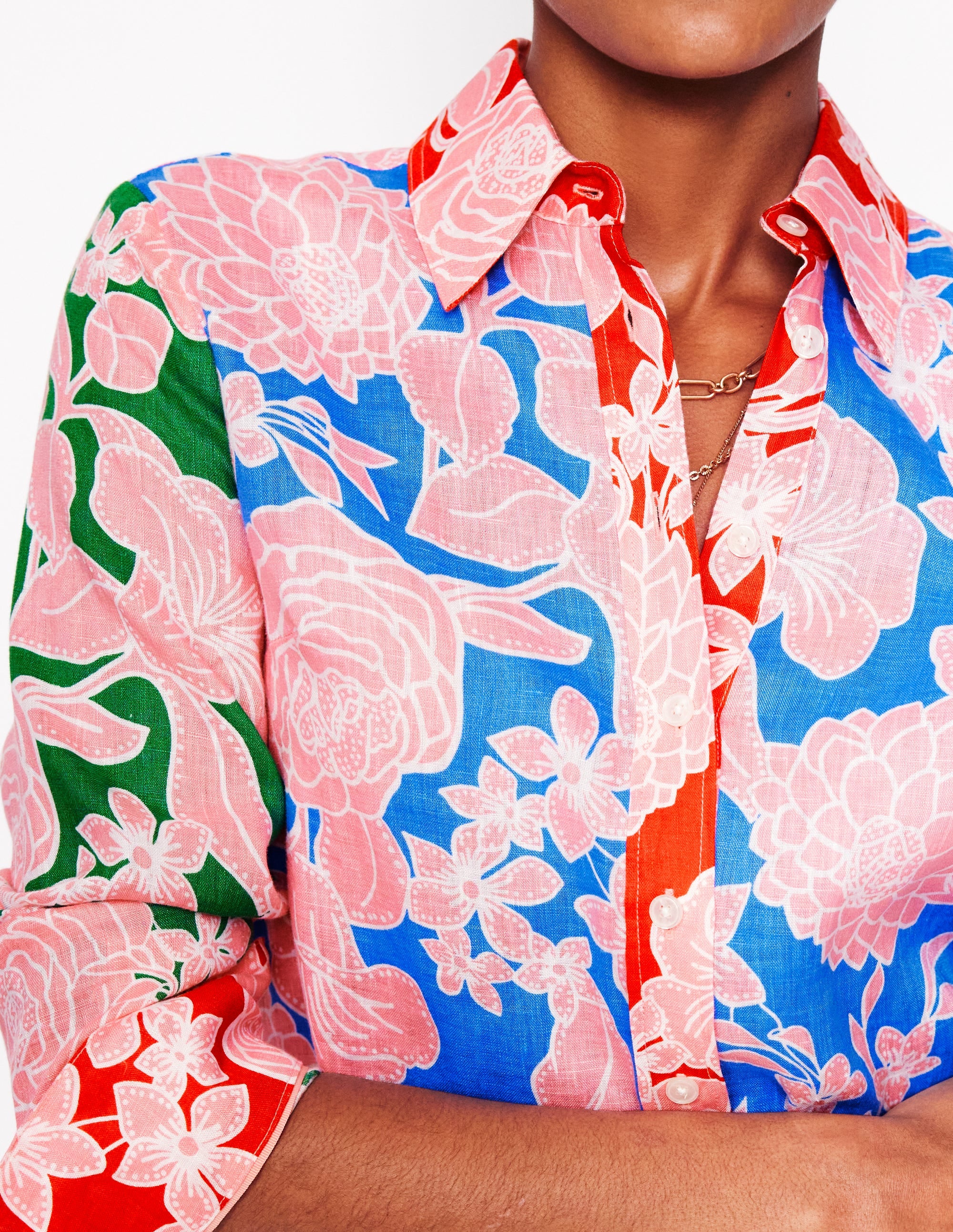 Linen Shirt-Multi, Blossom Cascade