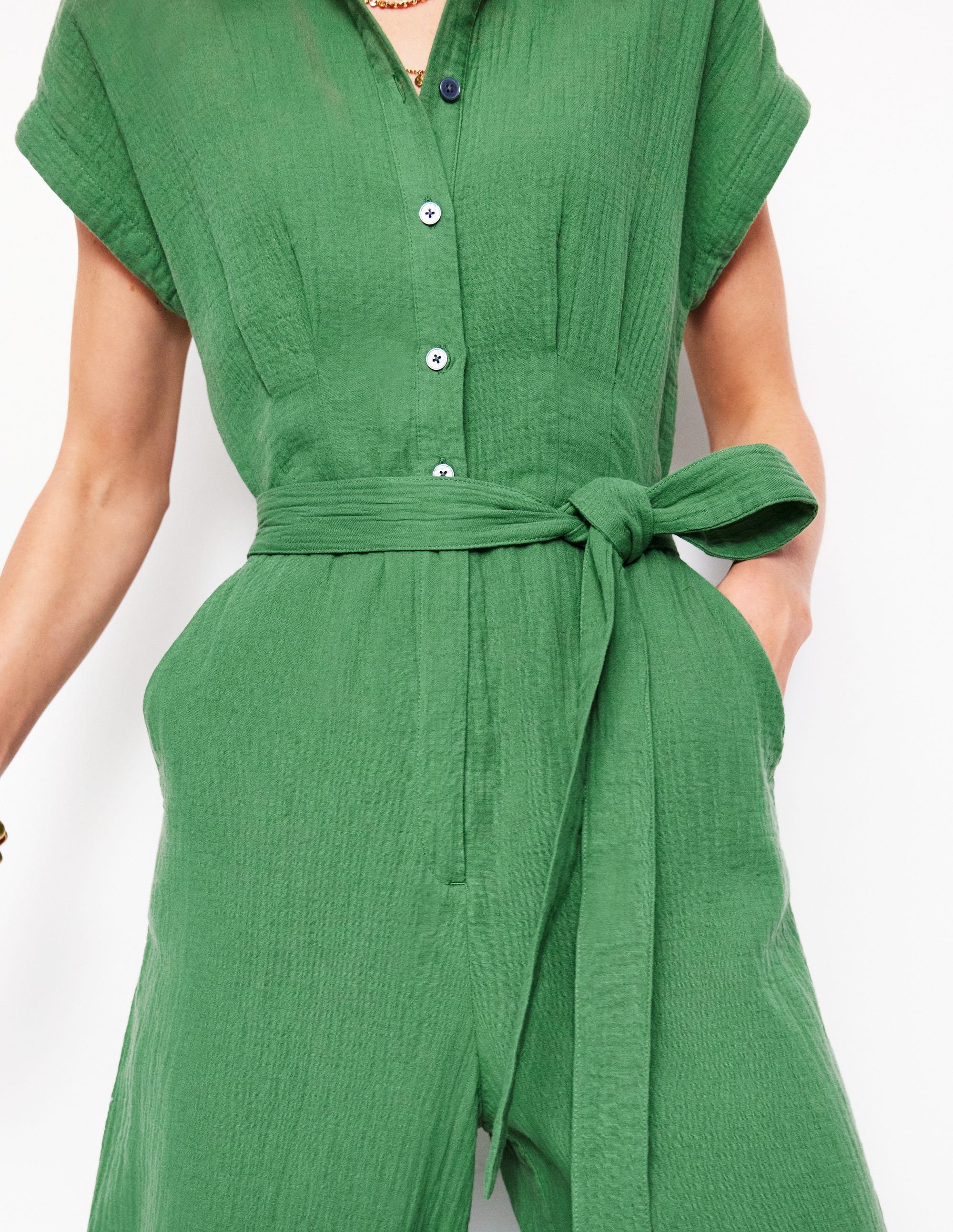  Double Cloth Jumpsuit-Paradise Green
