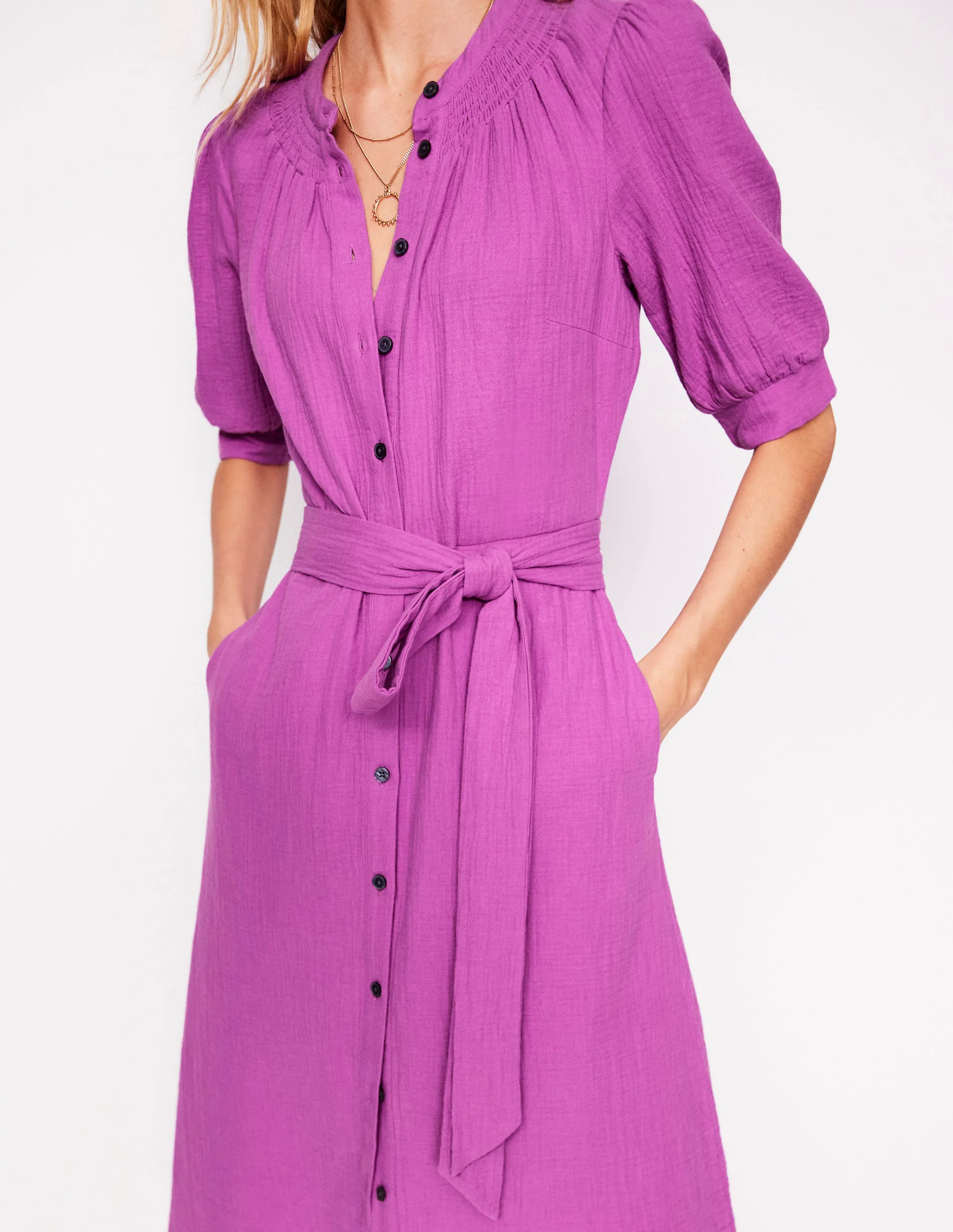 Double Cloth Midi Dress-Foxglove Purple