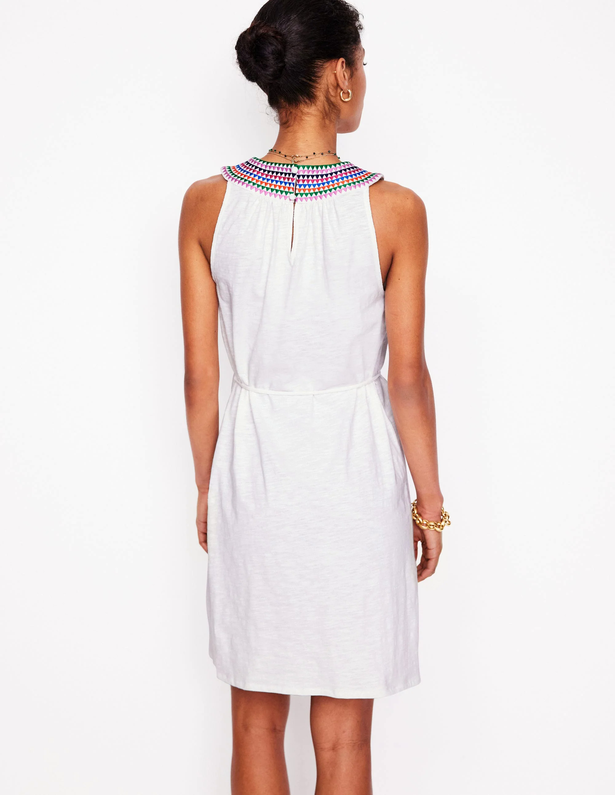 Eleni Embroidered Short Dress-White Eleni Embroidered Short Dress-White