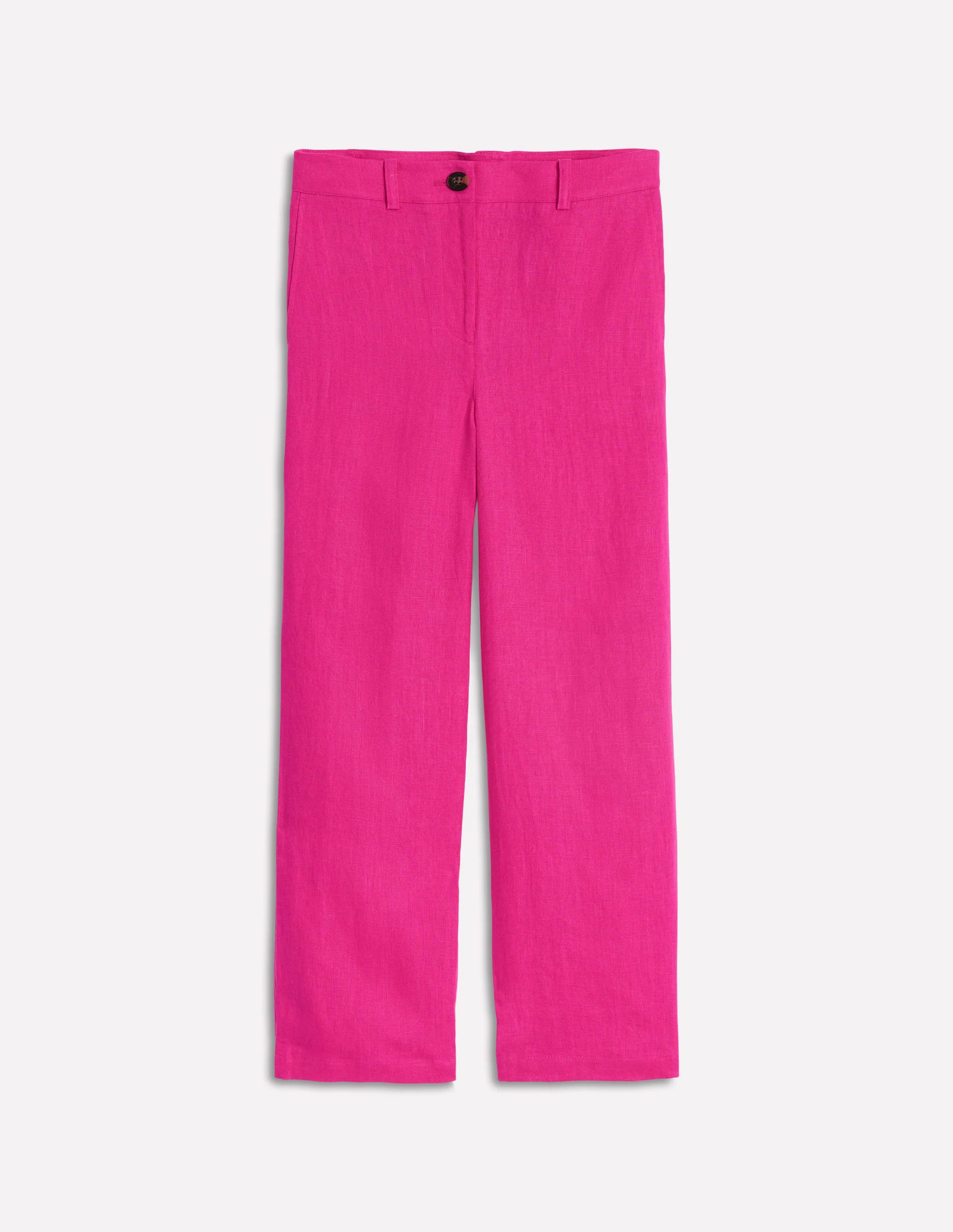  Crop Linen Pants-Pink Peony