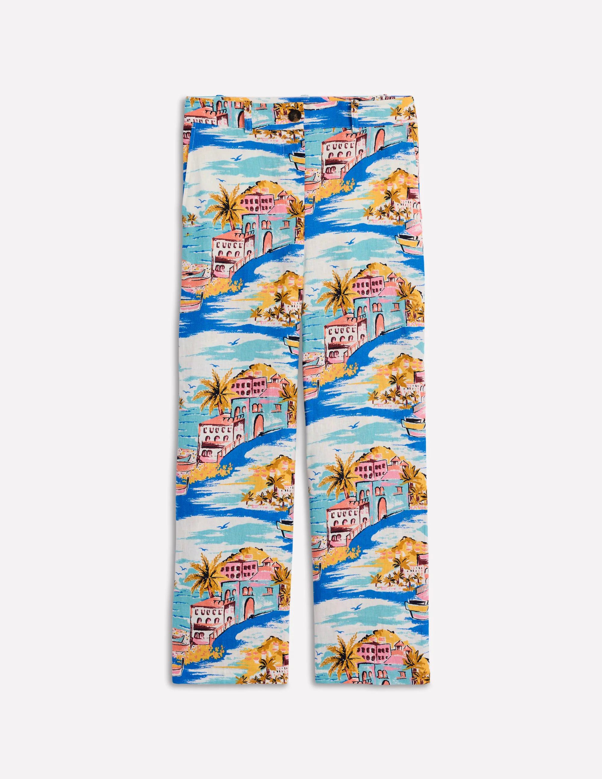 Westbourne Crop Linen Pants-Multi, Paradise Bay Westbourne Crop Linen Pants-Multi, Paradise Bay
