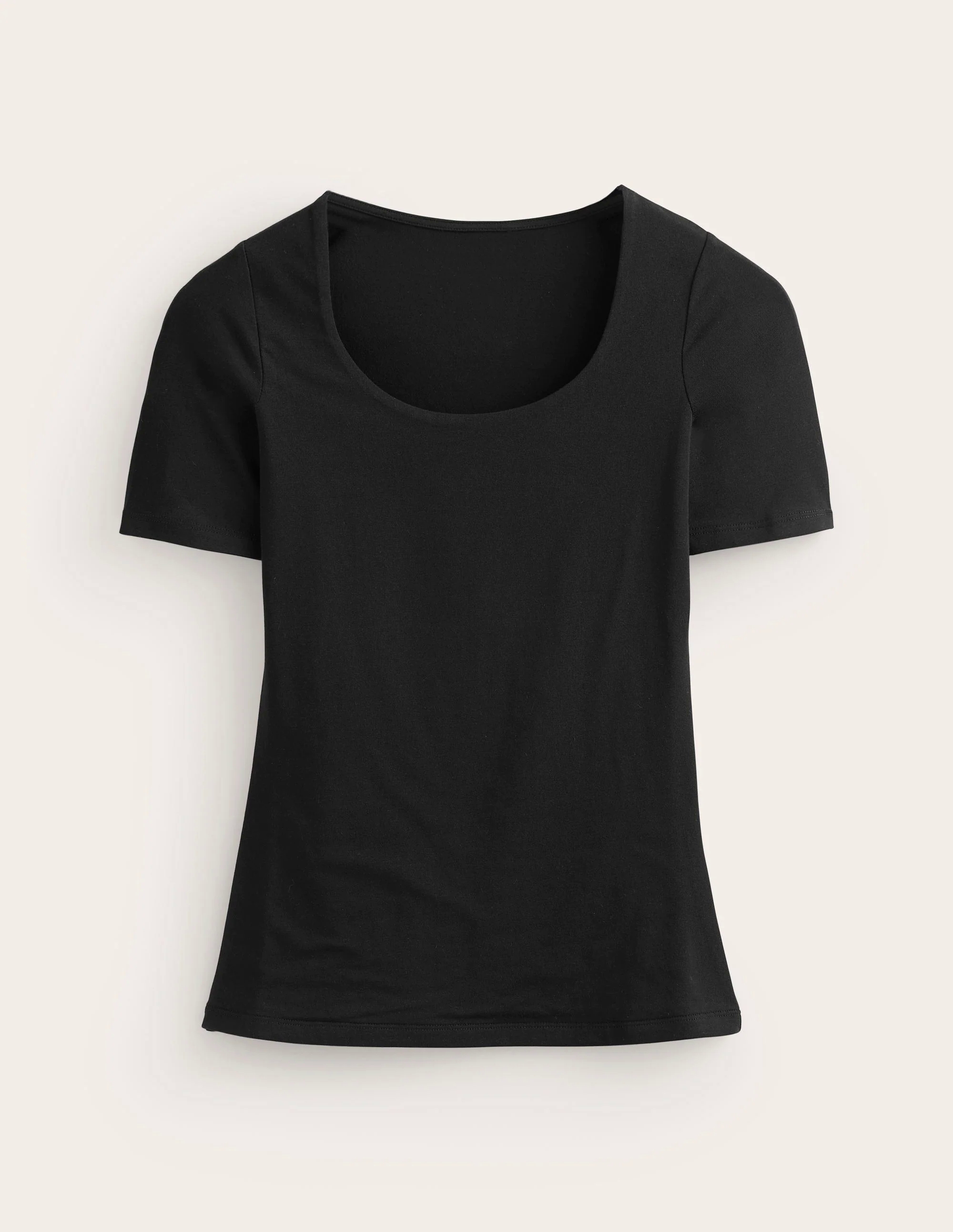 Double Layer Scoop T-shirt-Black Double Layer Scoop T-shirt-Black