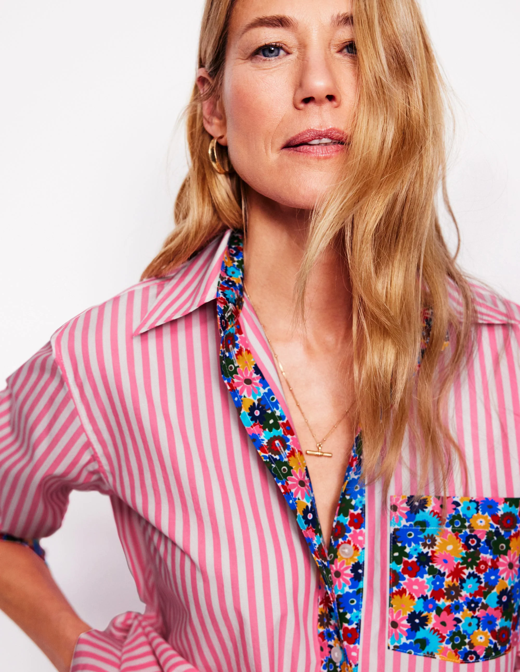  Relaxed Cotton Shirt-Multi, Paintbox Ditsy