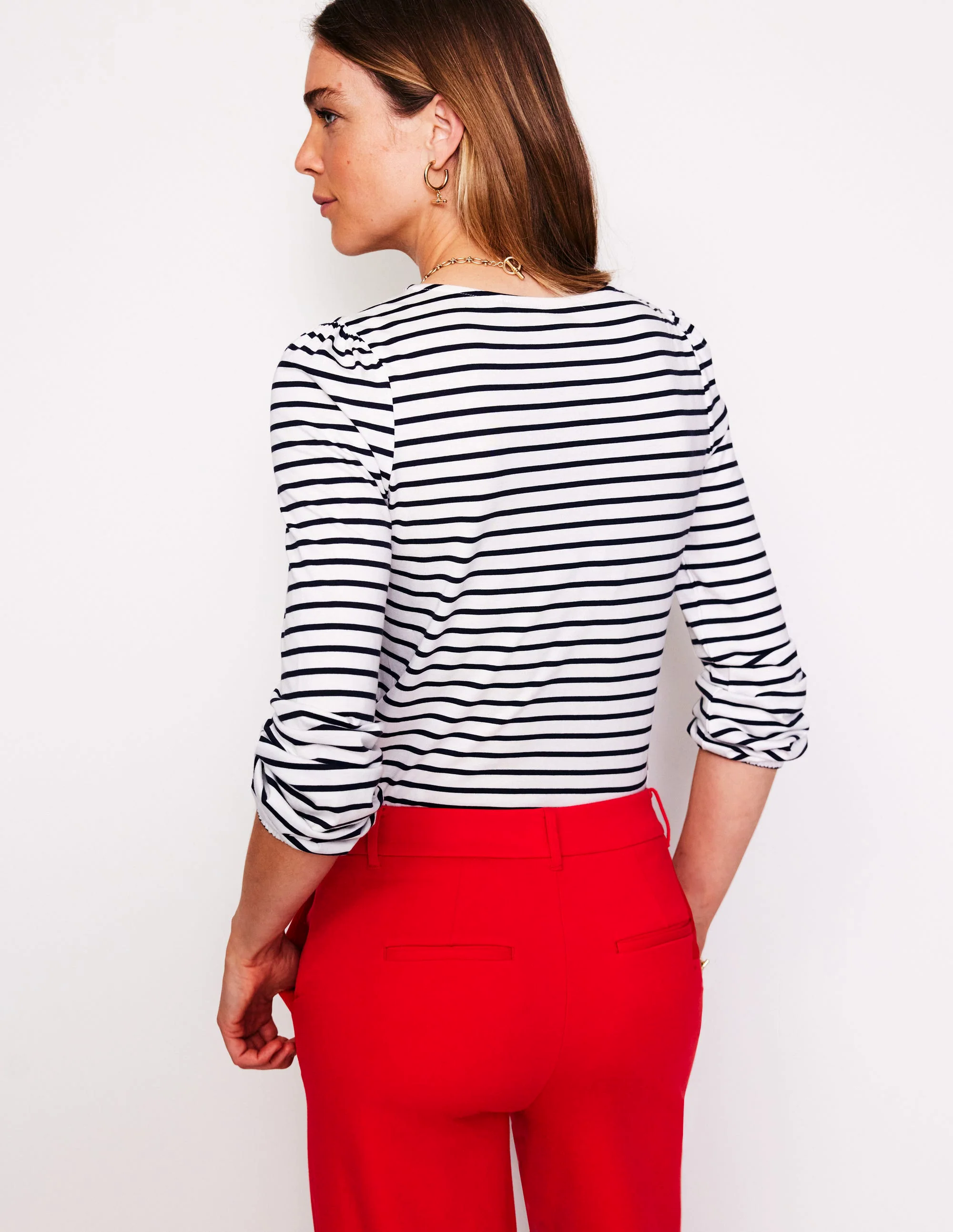 Supersoft Long Sleeve Top-Ivory, Navy Supersoft Long Sleeve Top-Ivory, Navy