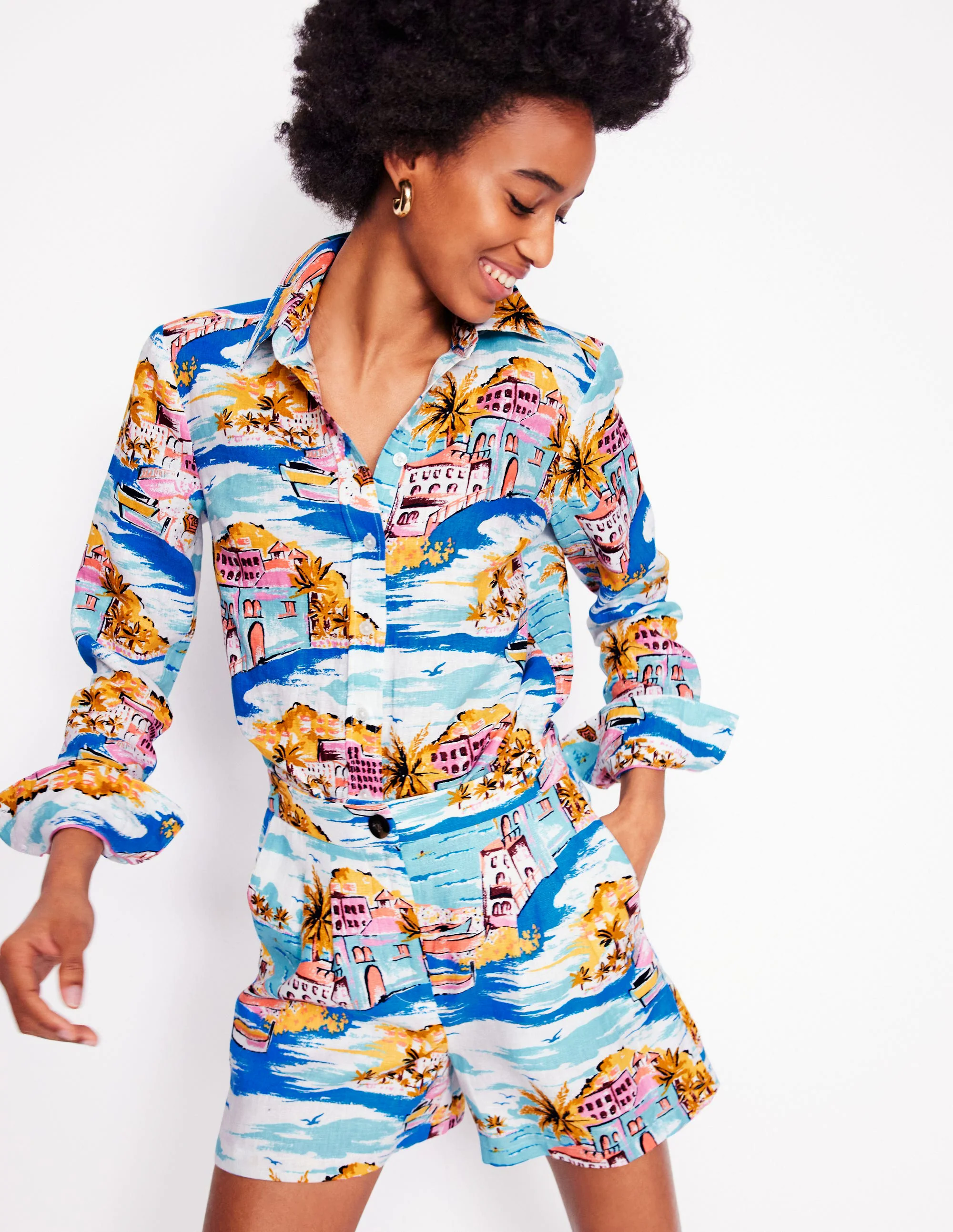  Linen Shirt-Multi, Paradise Bay