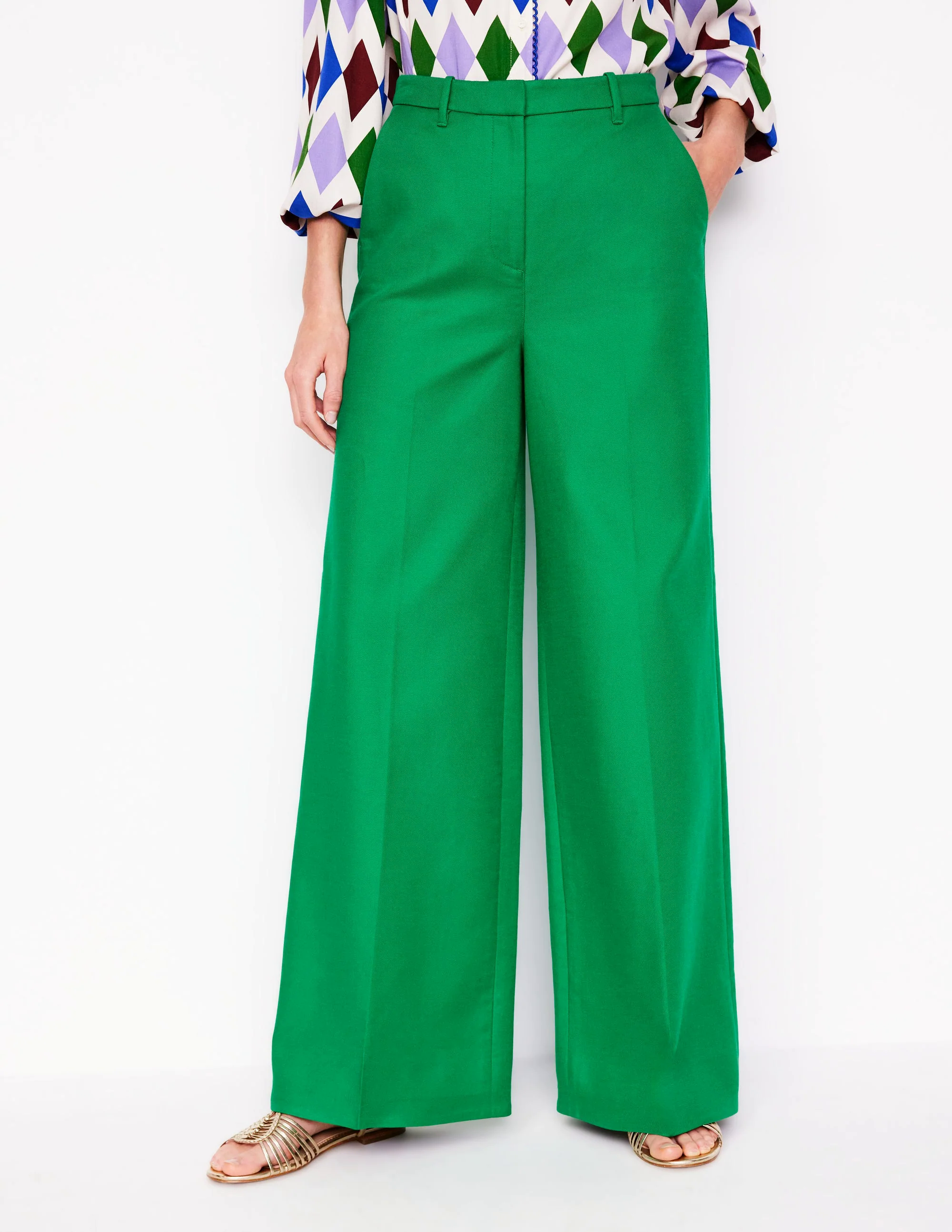 Wide Flare Pants-Rich Emerald Wide Flare Pants-Rich Emerald