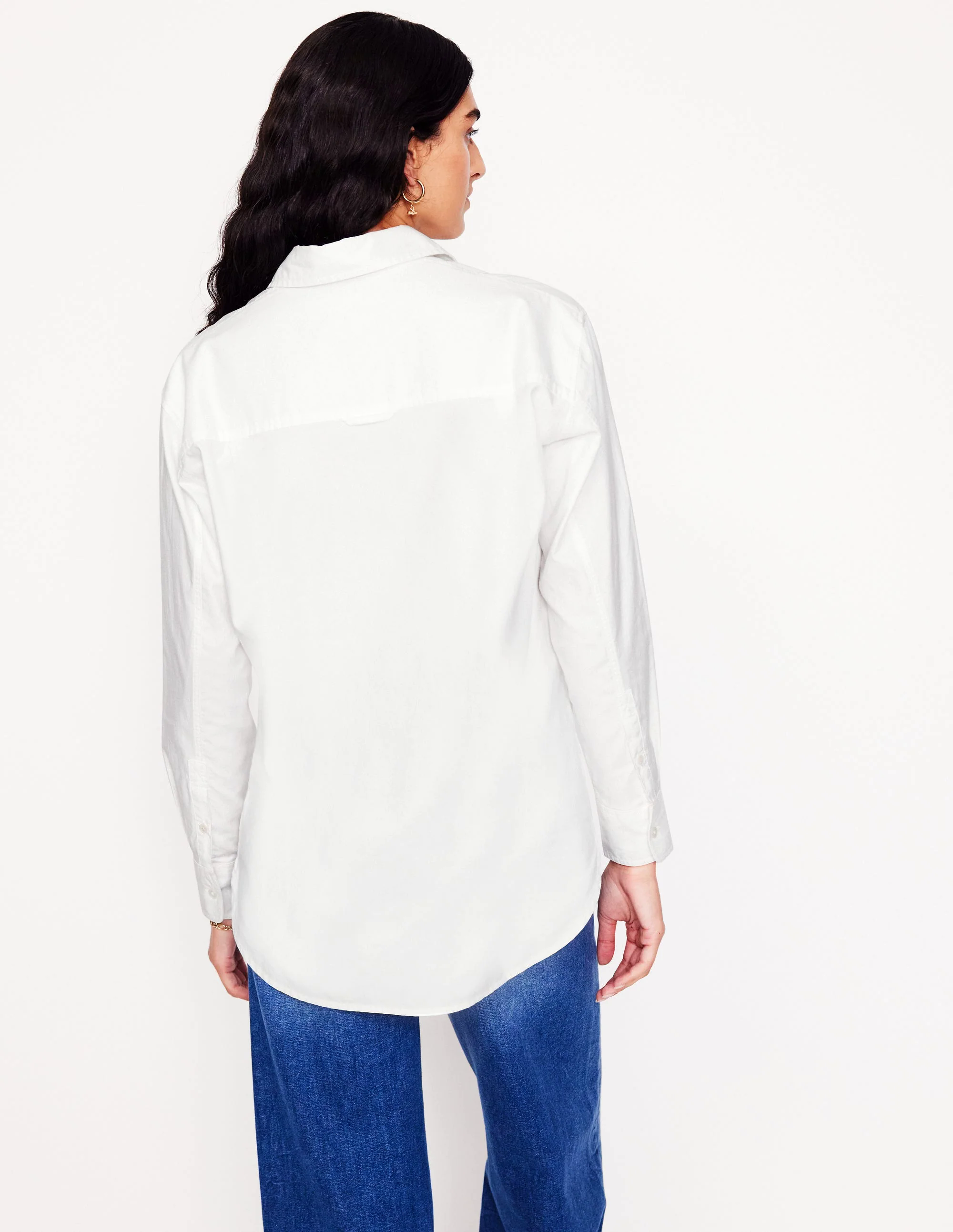Relaxed Cotton Shirt-White Oxford