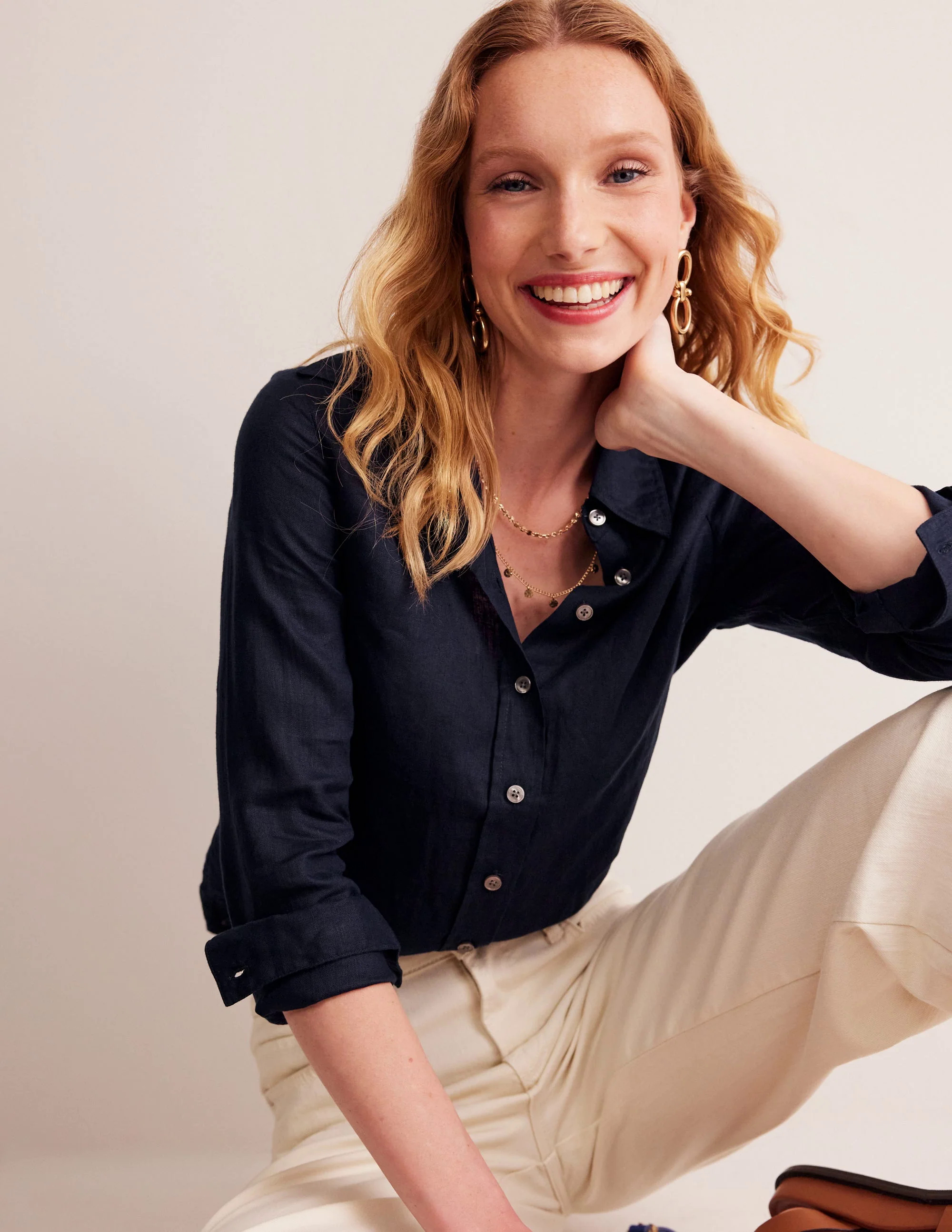Linen Shirt-Navy
