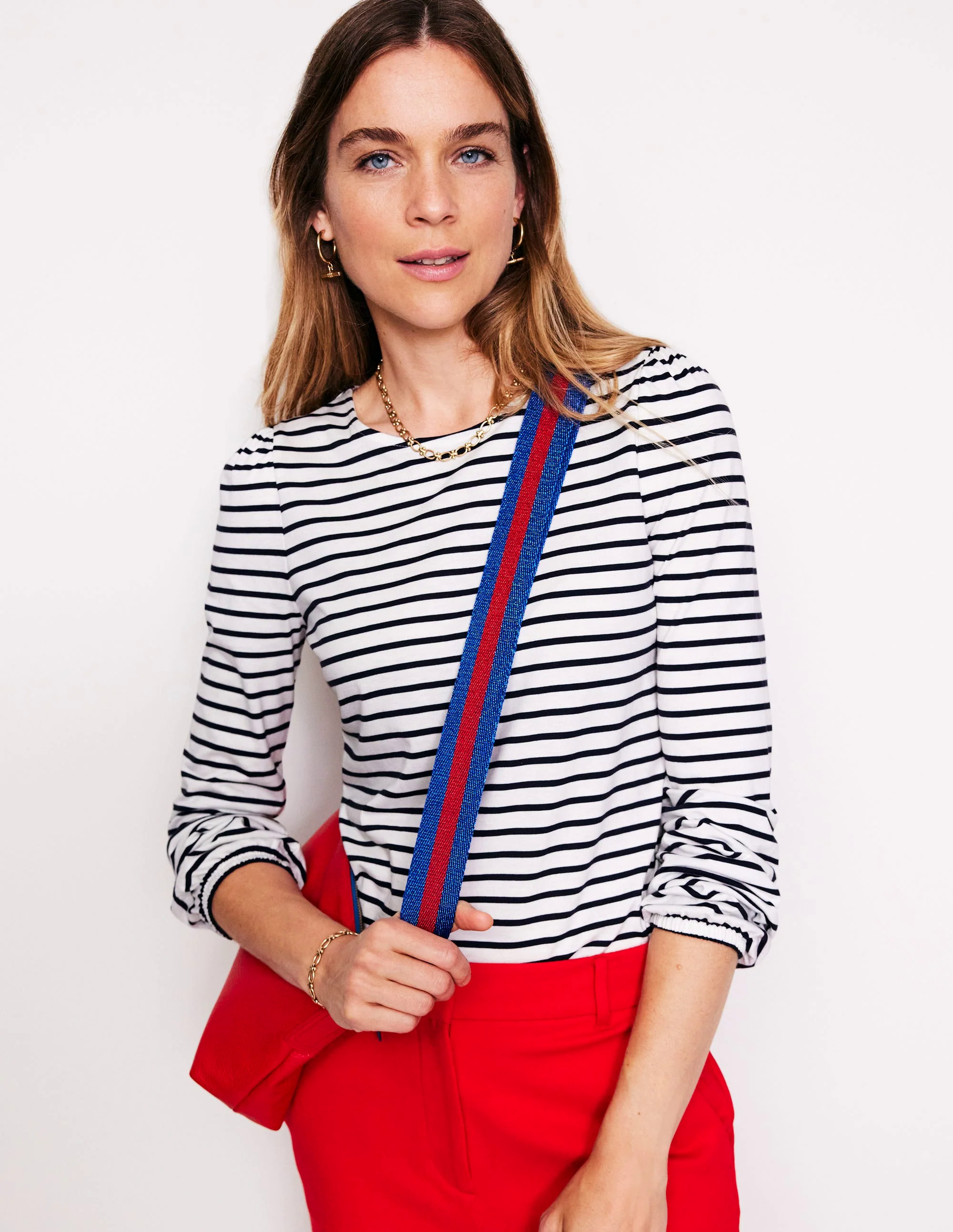 Supersoft Long Sleeve Top-Ivory, Navy Supersoft Long Sleeve Top-Ivory, Navy