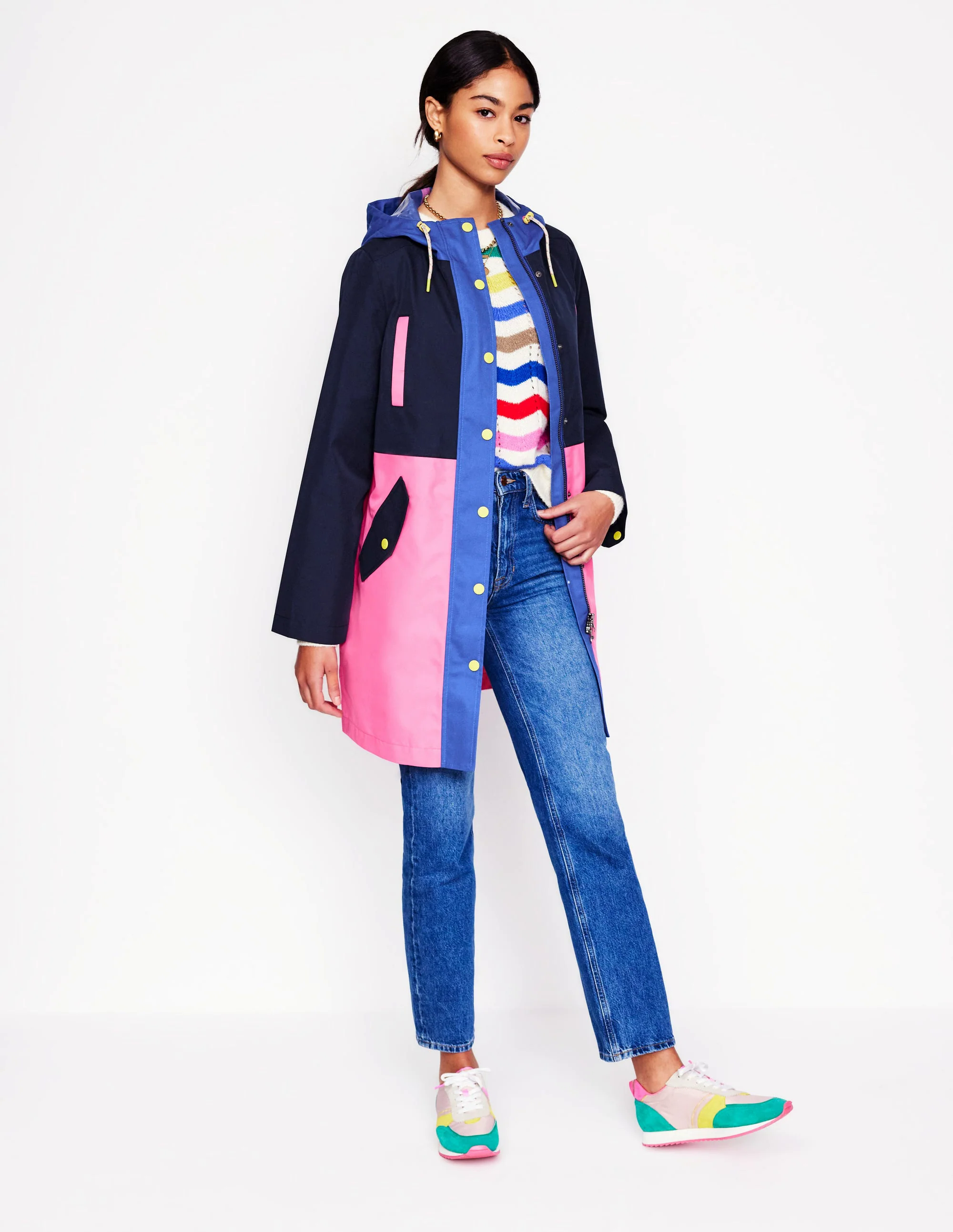 Wells Waterproof Hooded Coat-Colourblock Wells Waterproof Hooded Coat-Colourblock