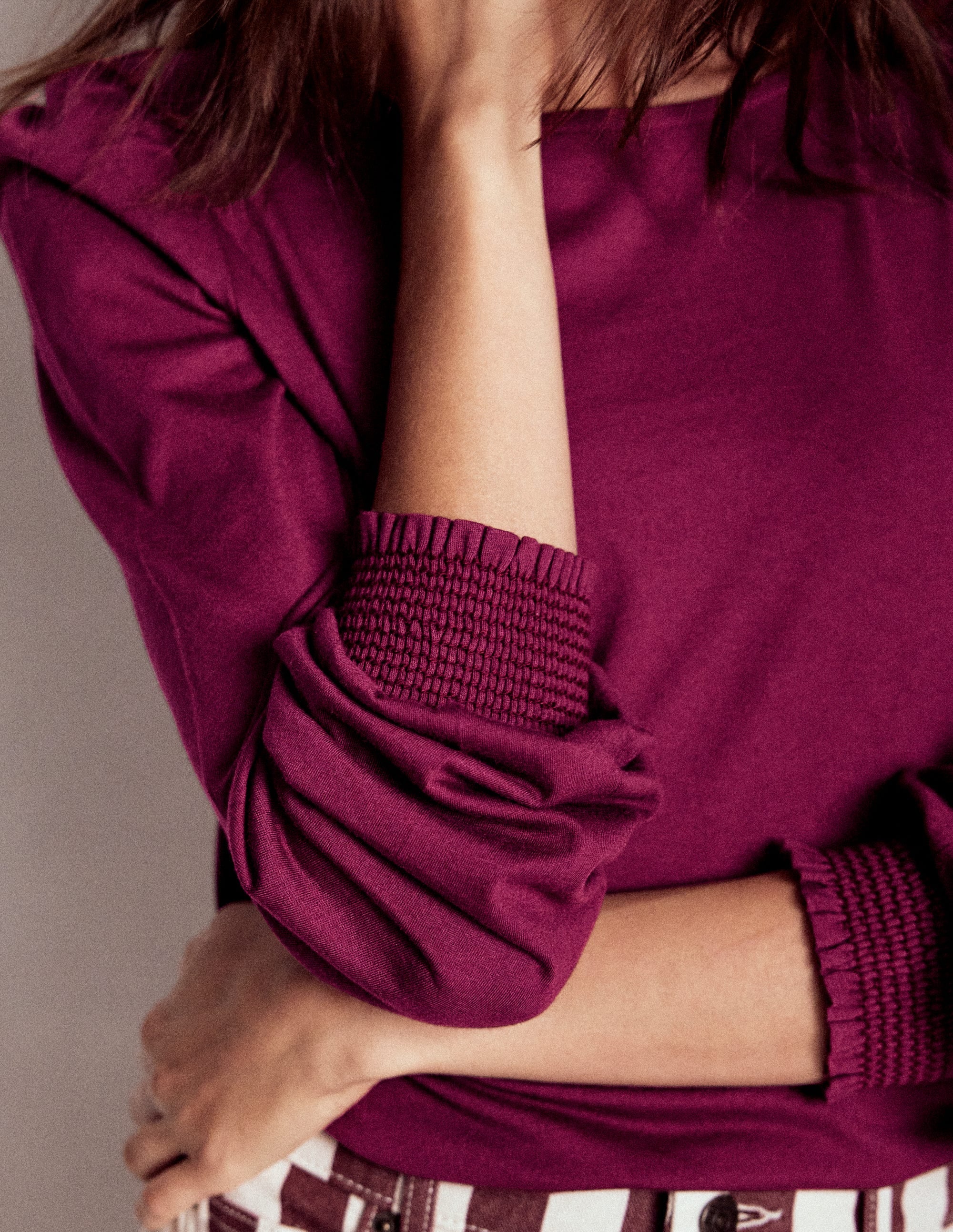 Smocked Cuff Supersoft Top-Deep Wisteria Smocked Cuff Supersoft Top-Deep Wisteria