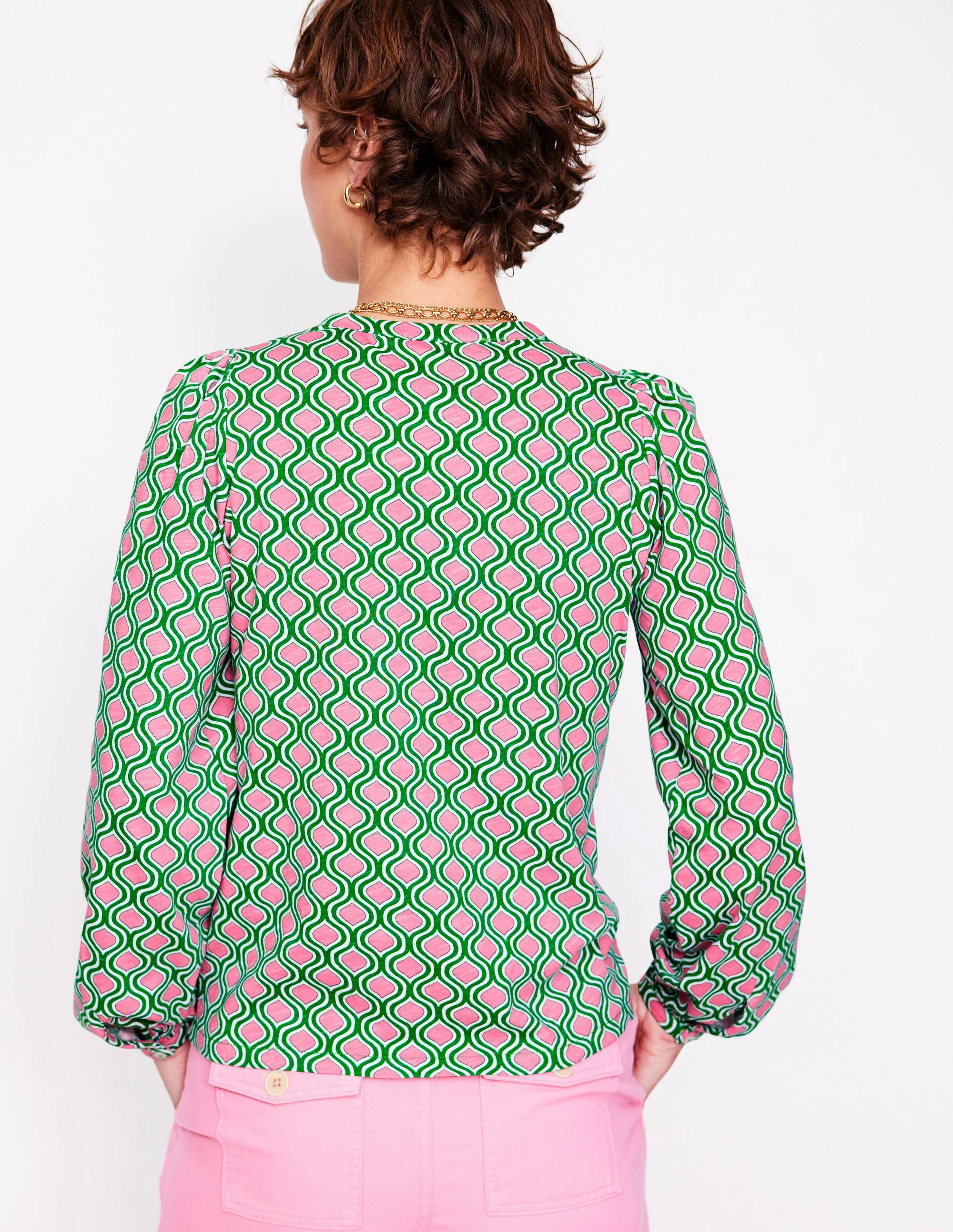 Marina Jersey Shirt-Rich Emerald, Geo Trellis Marina Jersey Shirt-Rich Emerald, Geo Trellis