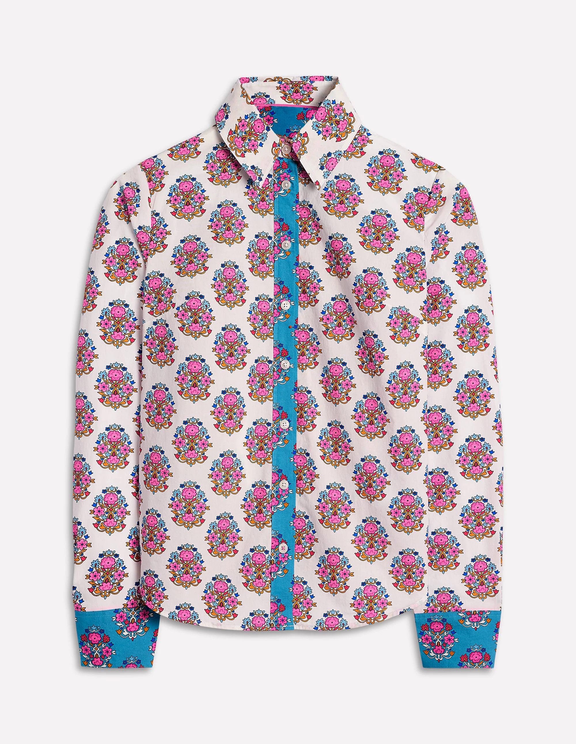 Cotton Shirt-Ivory, Wildflower Stamp