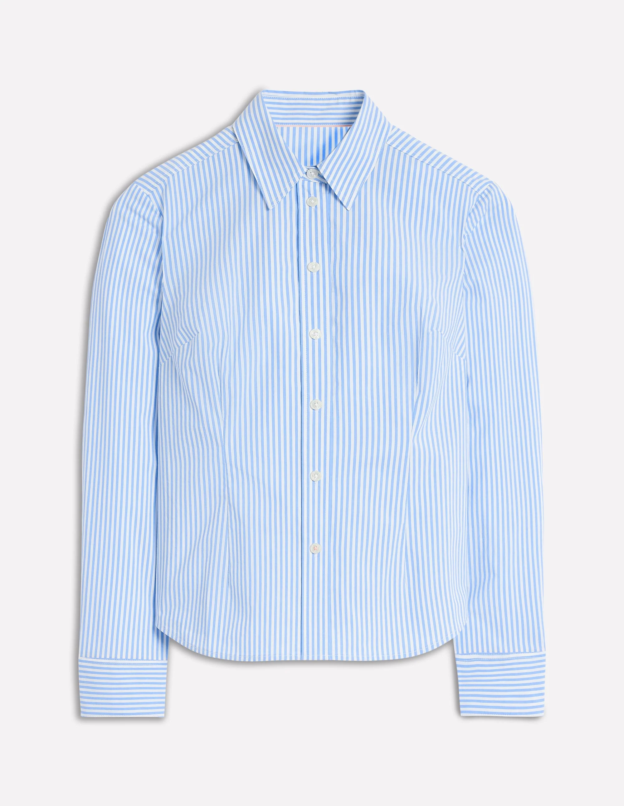  Stretch Cotton Shirt-Forget Me Not, Ivory Stripe