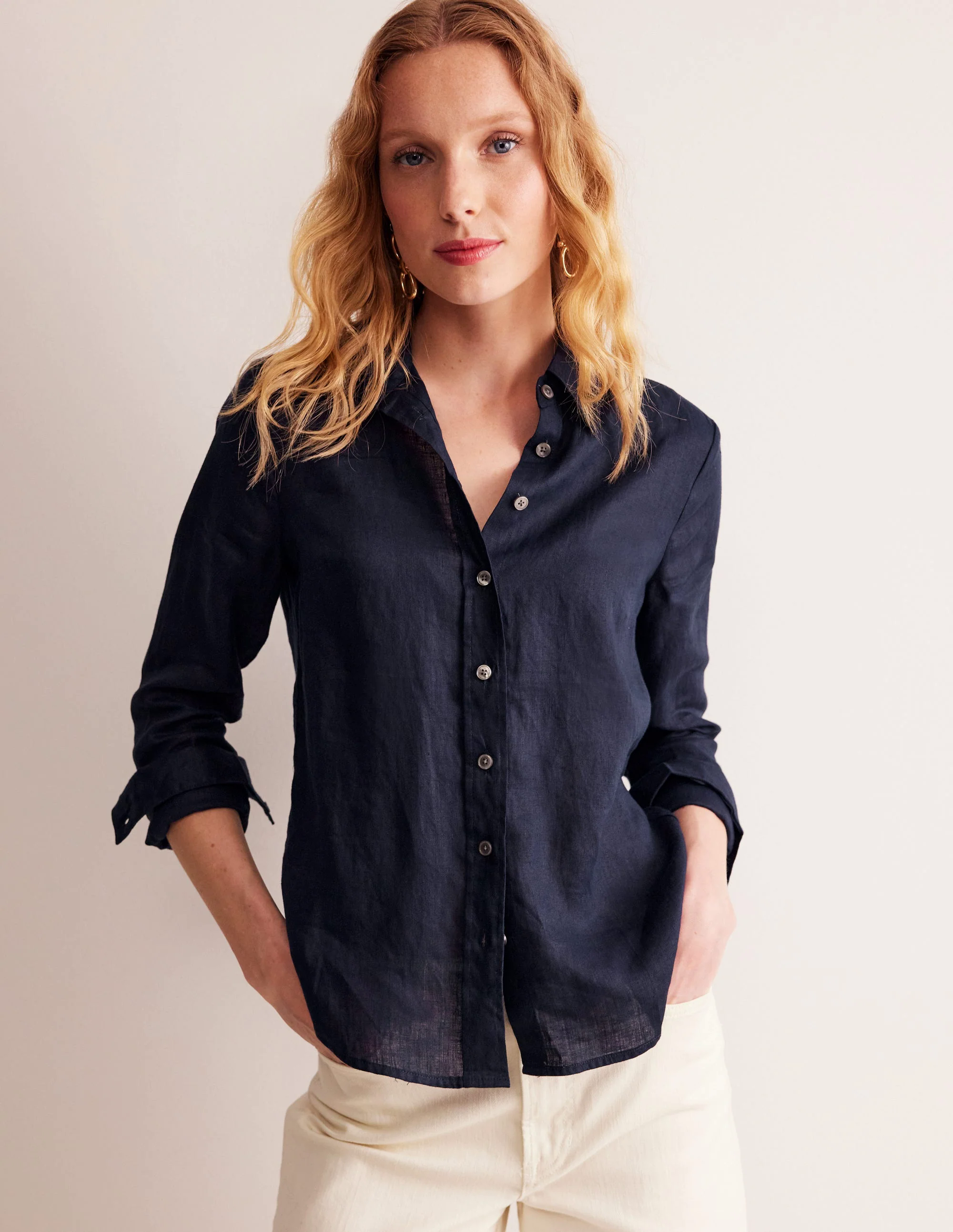 Linen Shirt-Navy