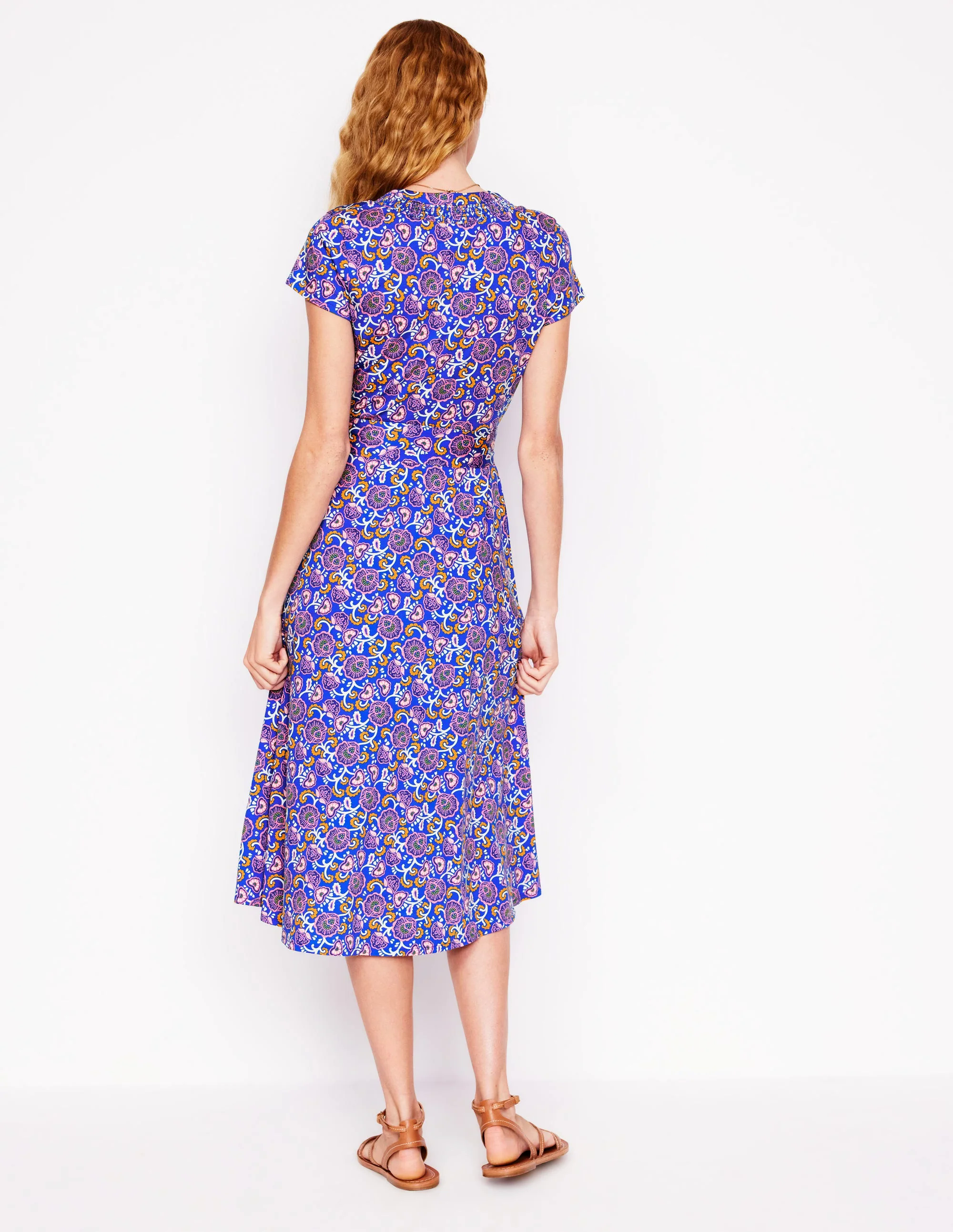 Jersey Shirt Dress-Gallery Blue, Garden Vine
