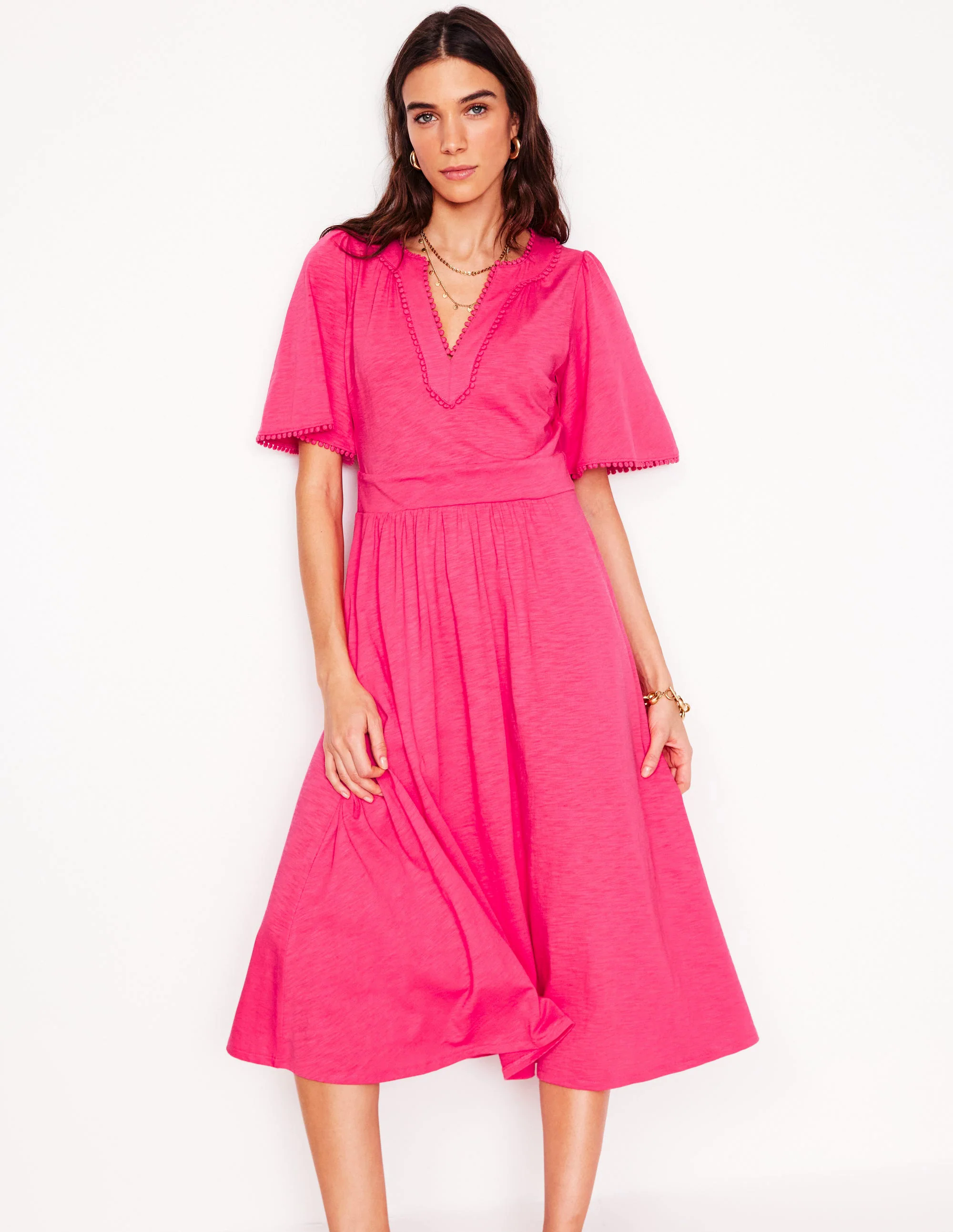 Maddie Trim Jersey Dress-Camelia Pink Maddie Trim Jersey Dress-Camelia Pink