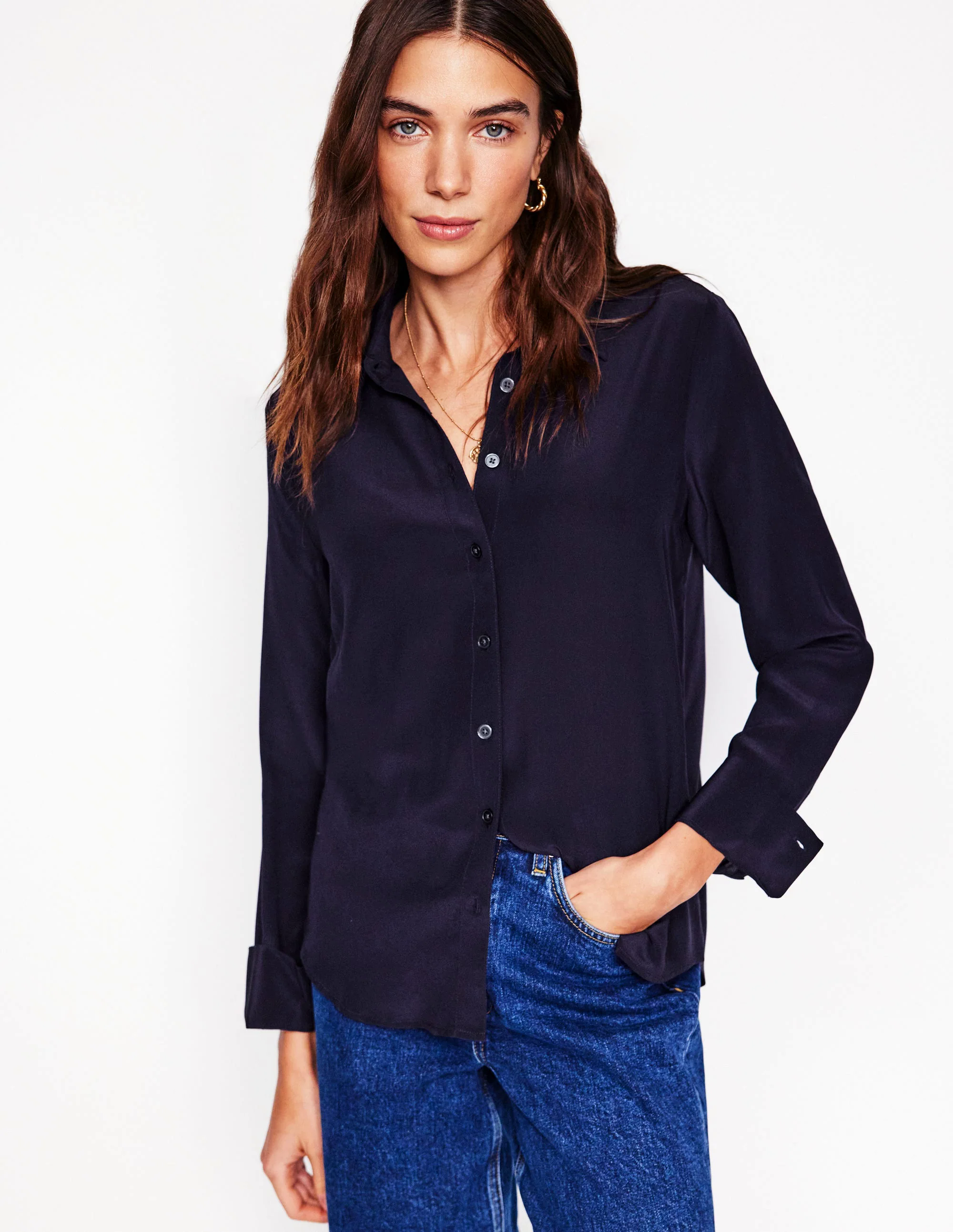  Silk Shirt-Navy