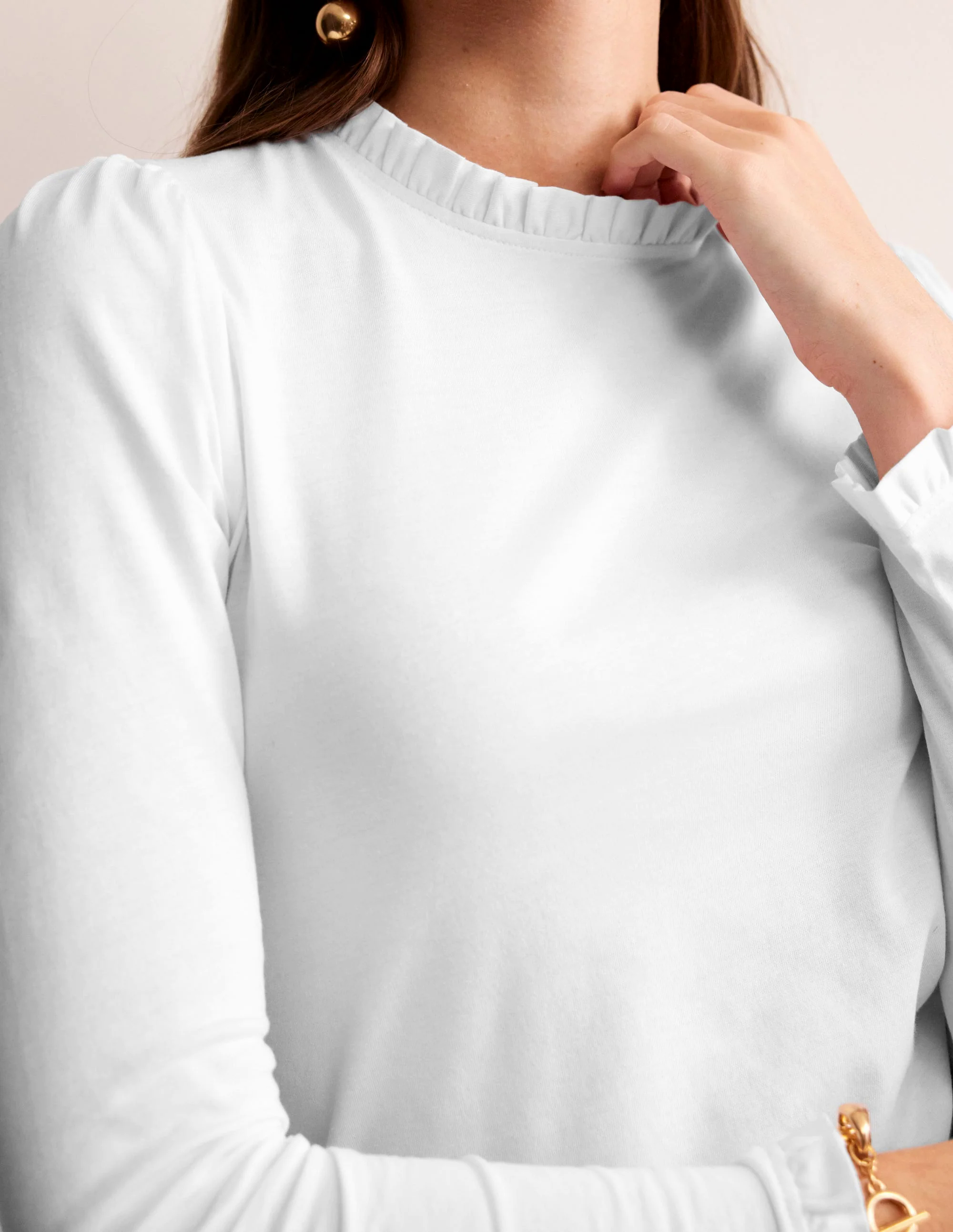 Supersoft Frill Detail Top-White Supersoft Frill Detail Top-White