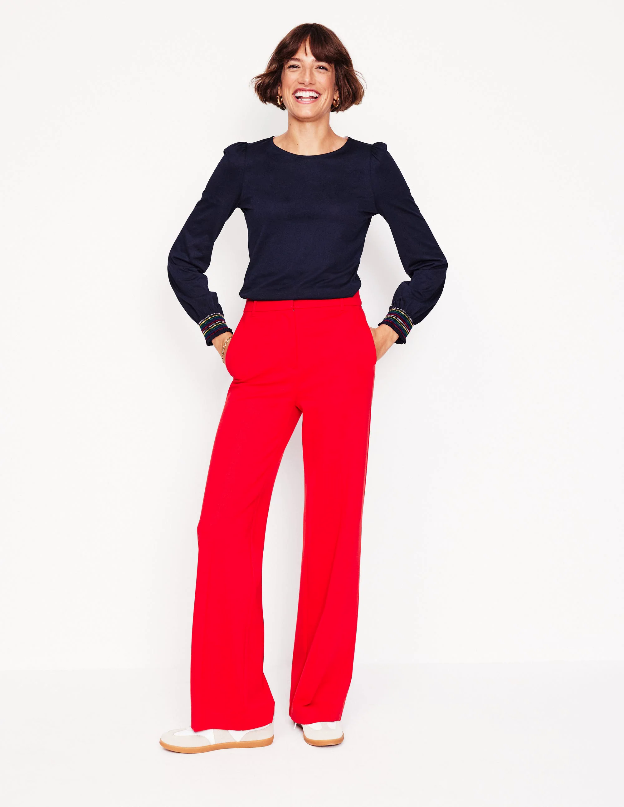 Smocked Cuff Supersoft Top-Navy Smocked Cuff Supersoft Top-Navy