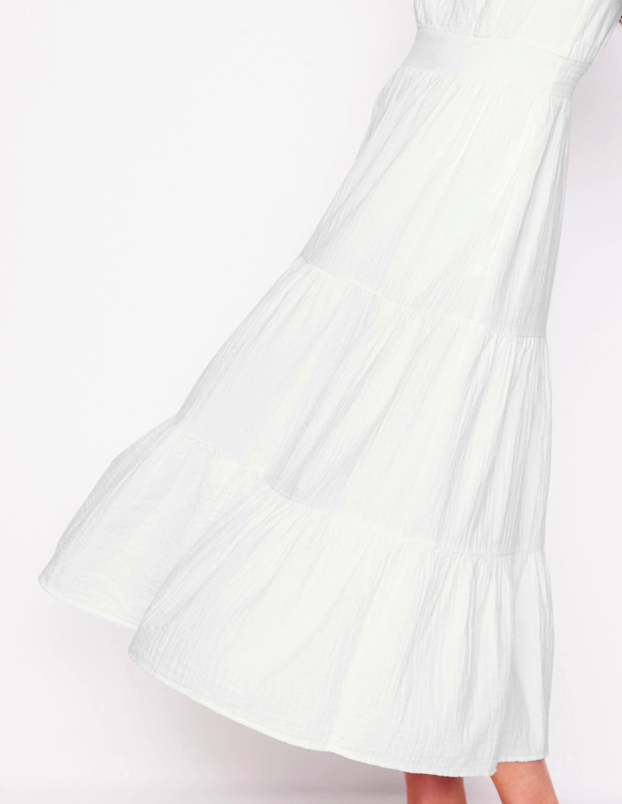 Double Cloth Midi Dress-White