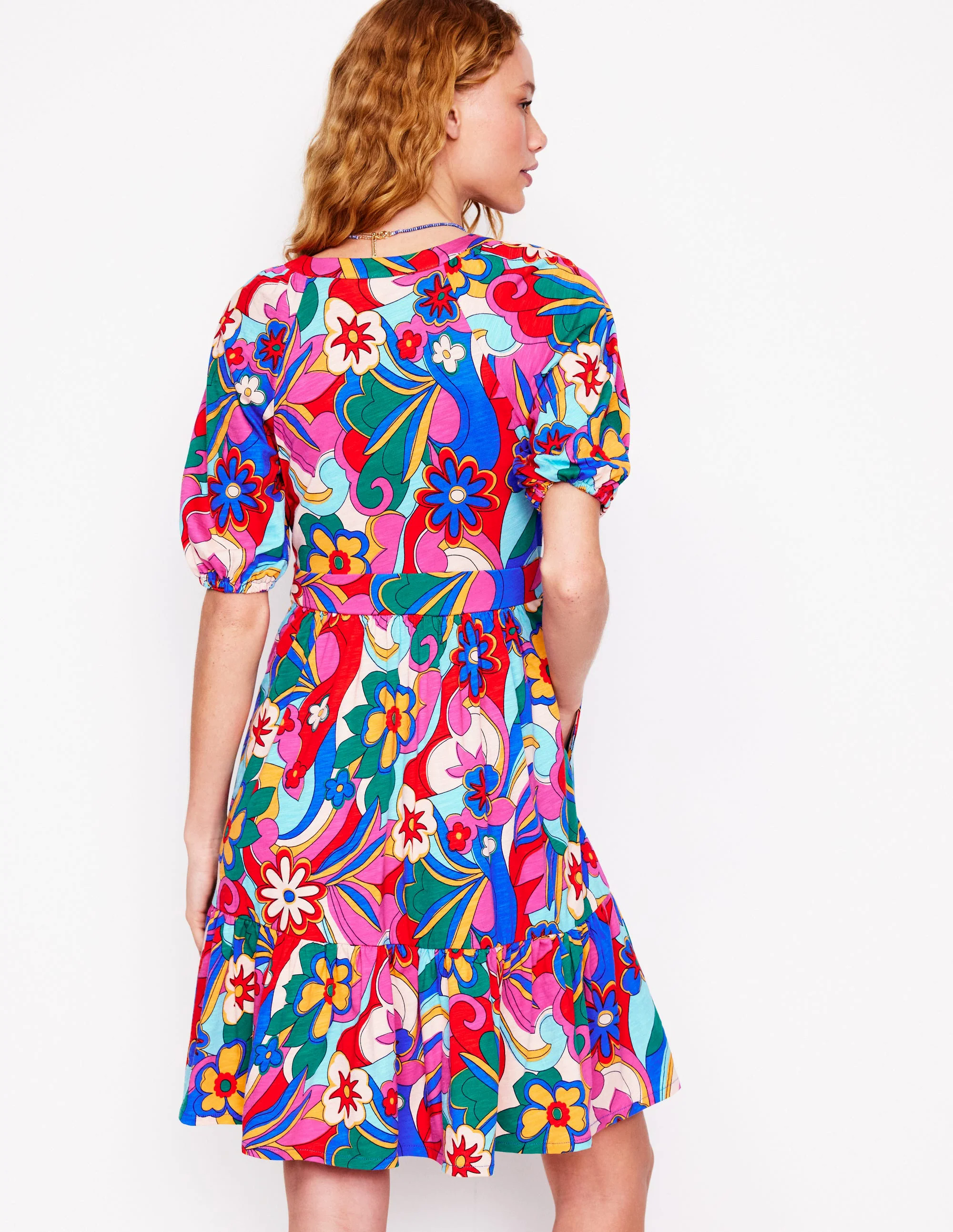  Short Jersey Dress-Multi, Blossomy Pop