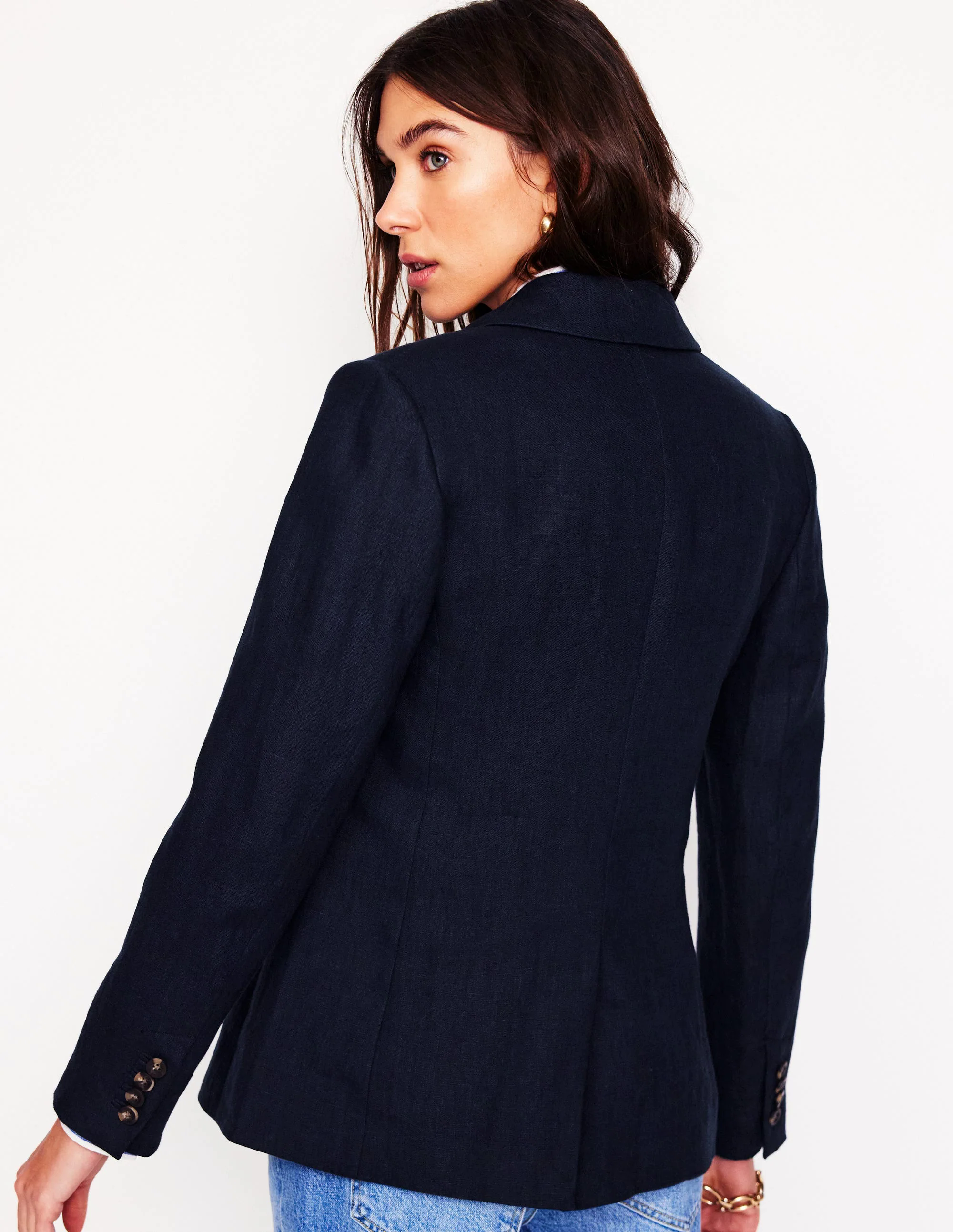  Linen Blazer-Navy