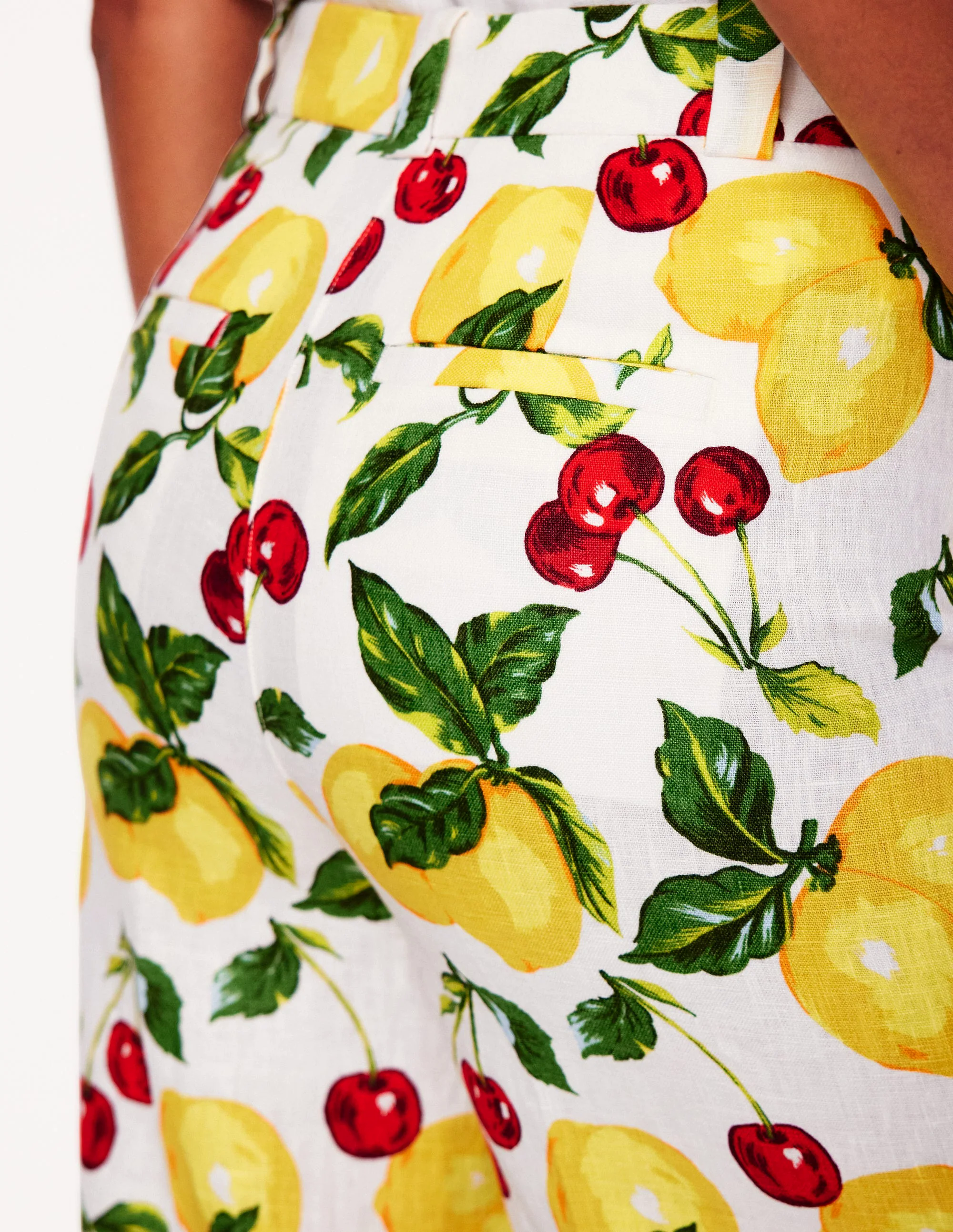  Linen Pants-Ivory, Cherries and Lemons