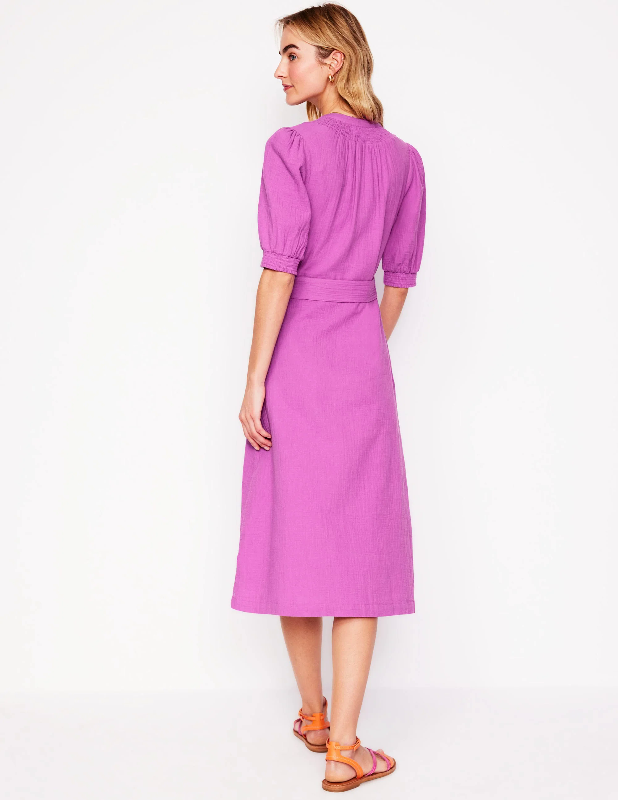 Double Cloth Midi Dress-Foxglove Purple