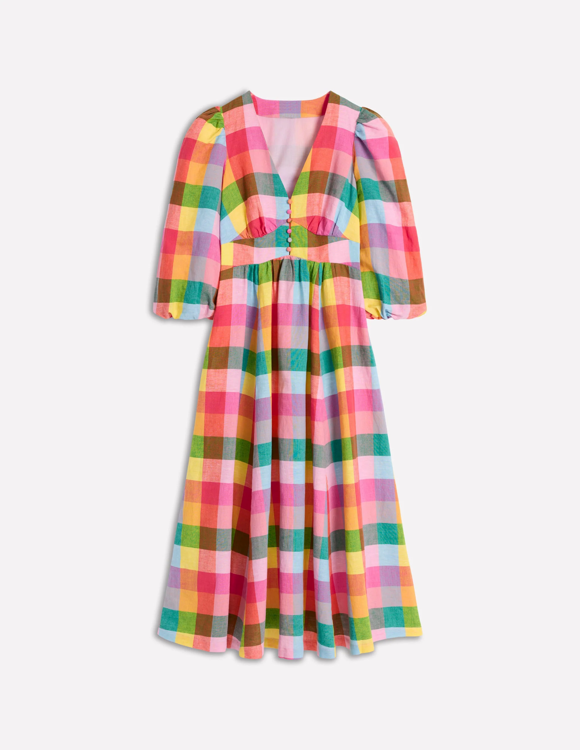 Lola Blouson Maxi Dress-Rainbow Multigingham Lola Blouson Maxi Dress-Rainbow Multigingham